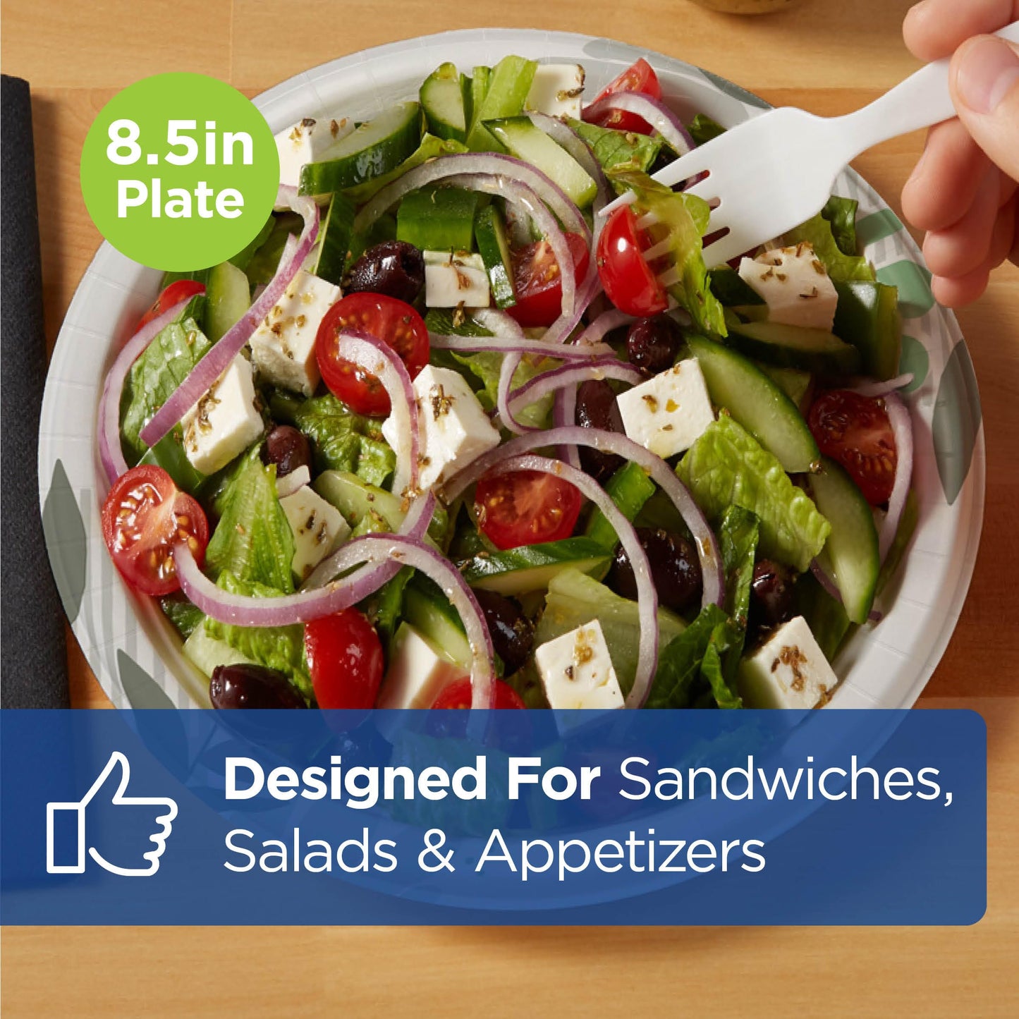 Dixie 8.5" Medium-Weight Paper Plates by GP PRO (Georgia-Pacific), Pathways, UX9WS, 500 Count (125 Plates Per Pack, 4 Packs Per Case)