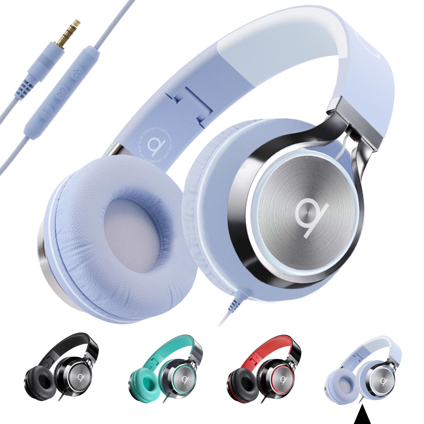 Artix CL750 Wired Headphones with Mic & Volume Control — Noise Isolating Computer Headphones Wired, On-Ear Headphones with Wire, Plug In Headphones for Laptop, Corded Headphone Over Ear Aux Jack 3.5mm
