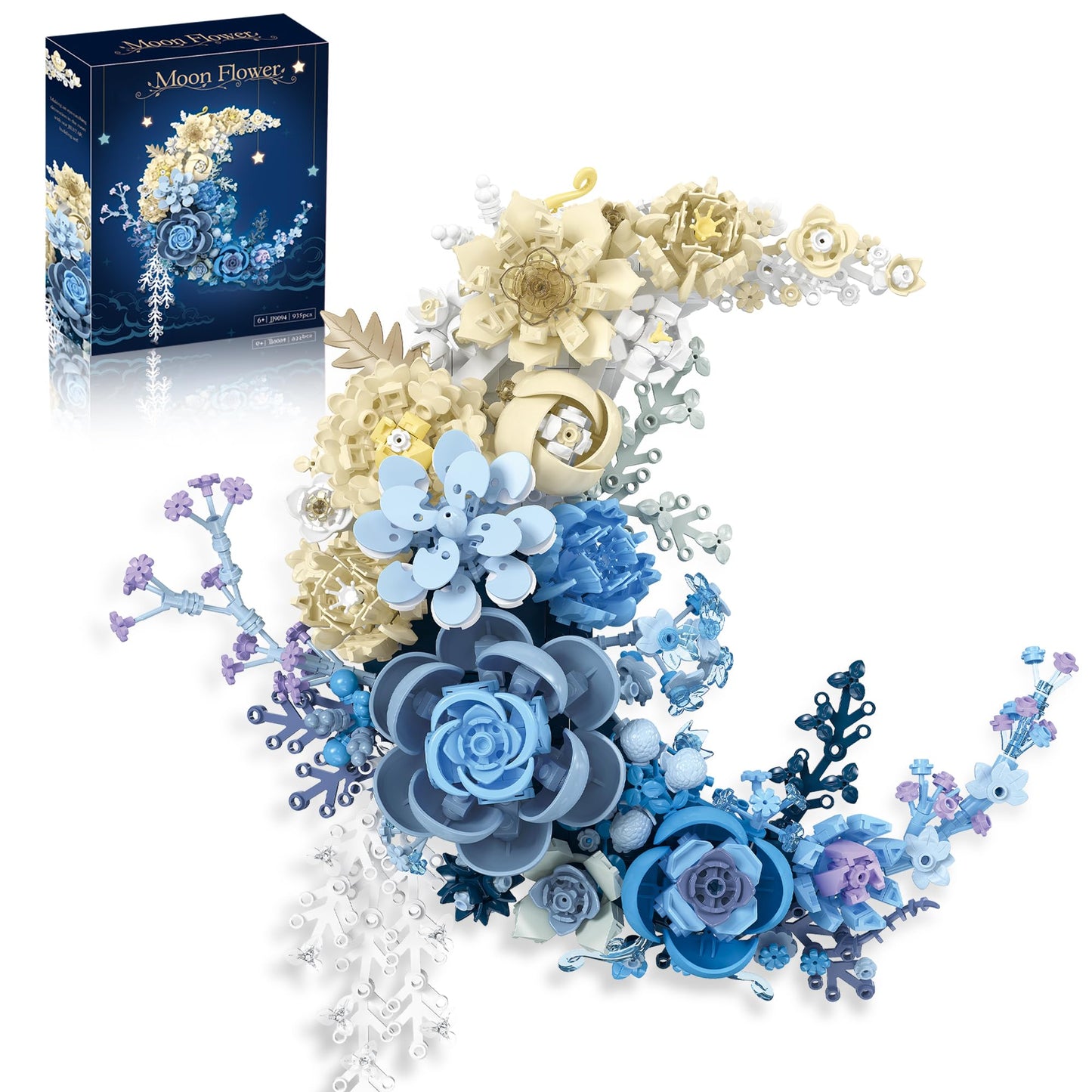 Nayihoop Moon Flower Building Set Botanical Collection Blossom for Wall Decor -934pcs