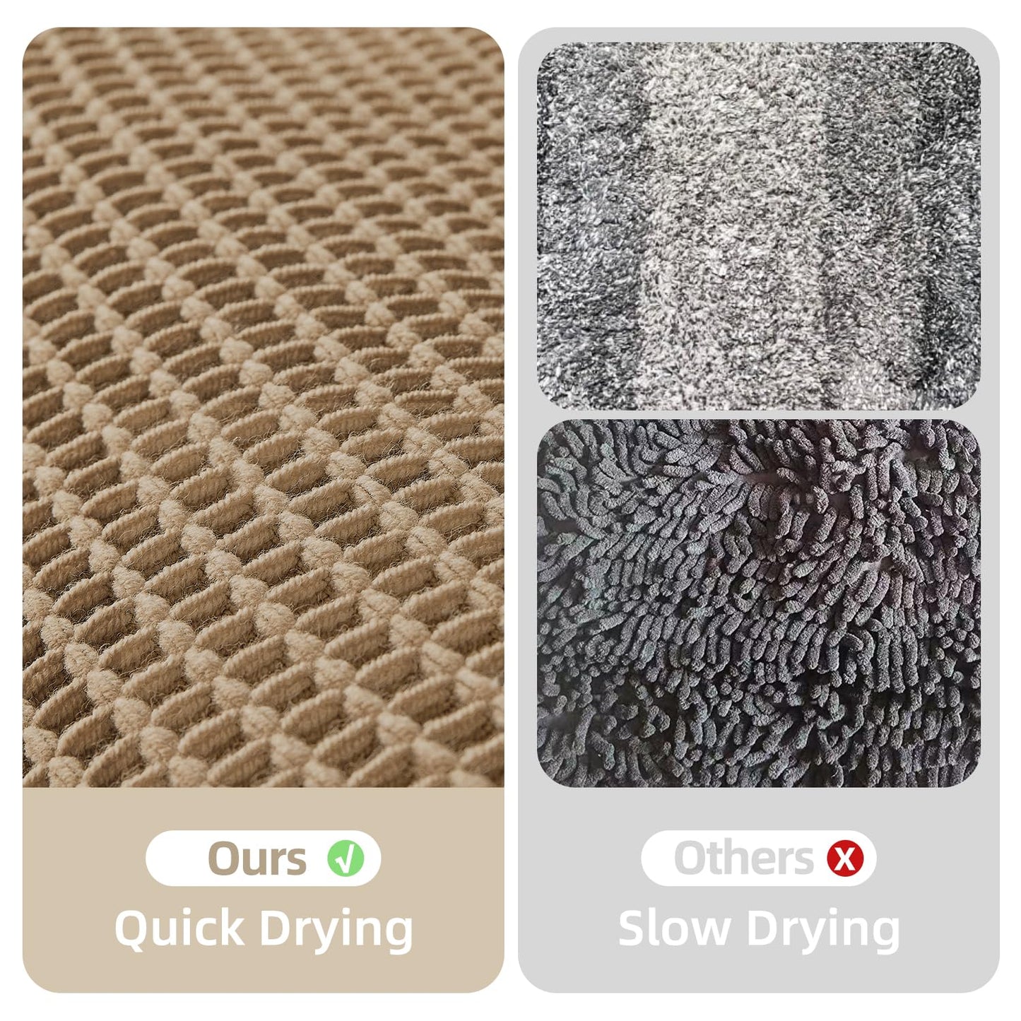 TYUU Waffle Runner Rug Bathroom, Long Boho Bathroom Rugs Non Slip Washable Super Absorbent Quick Dry Farmhouse Bath Decor, 60"x24" Khaki