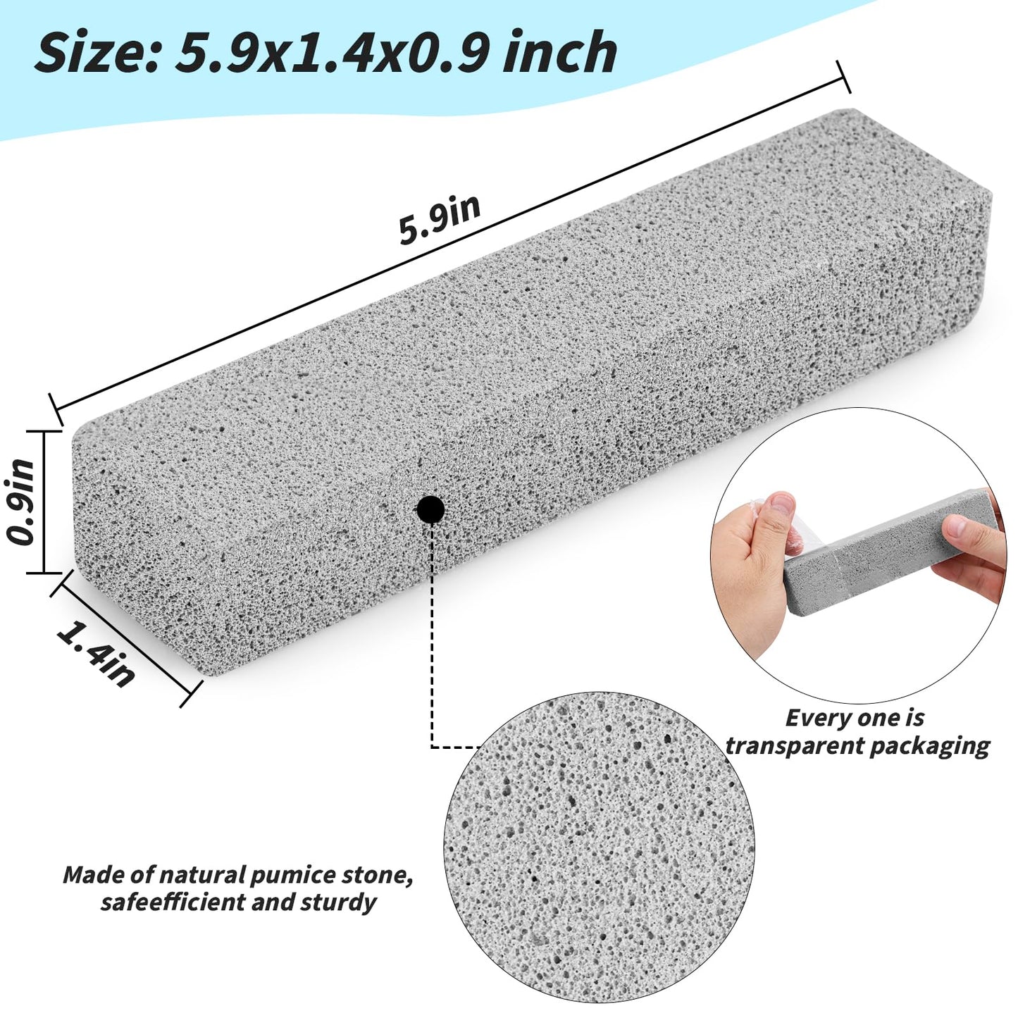 90 Pack Pumice Stones Bulk for Cleaning - Grey Pumice Scouring Pad, Pumice Stick Cleaner for Removing Toilet Bowl Ring, Bath, Household, Kitchen, Pool, 5.9 x 1.4 x 0.9 Inch