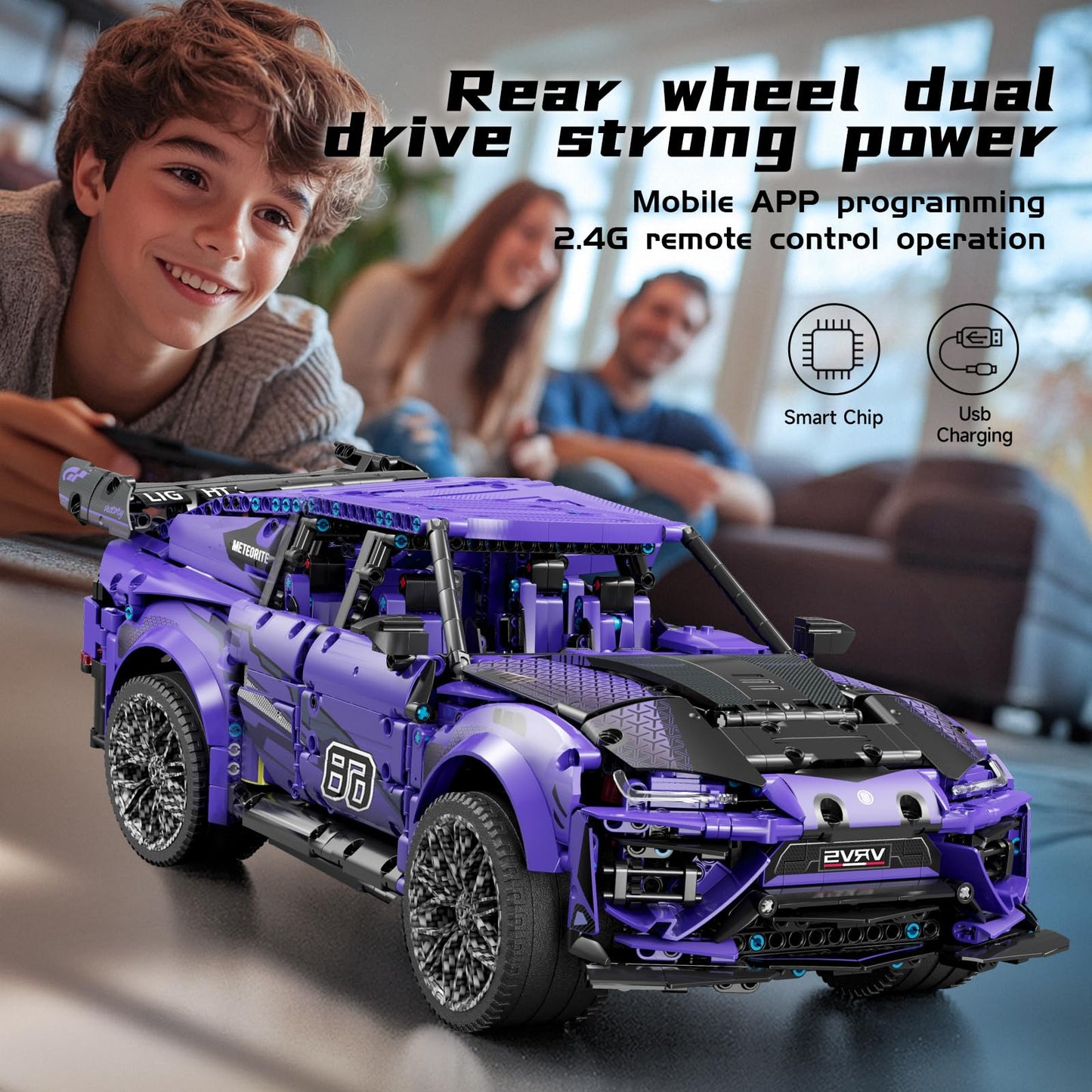 Remote Control Building Car, Compatible with Technic Car, 1:8 21inch Large Size Dynamic Model Car SUV Construction with Motors Rechargeable Battery, Building Toy for Adults Teens Aged 12+ (2375 PCS)