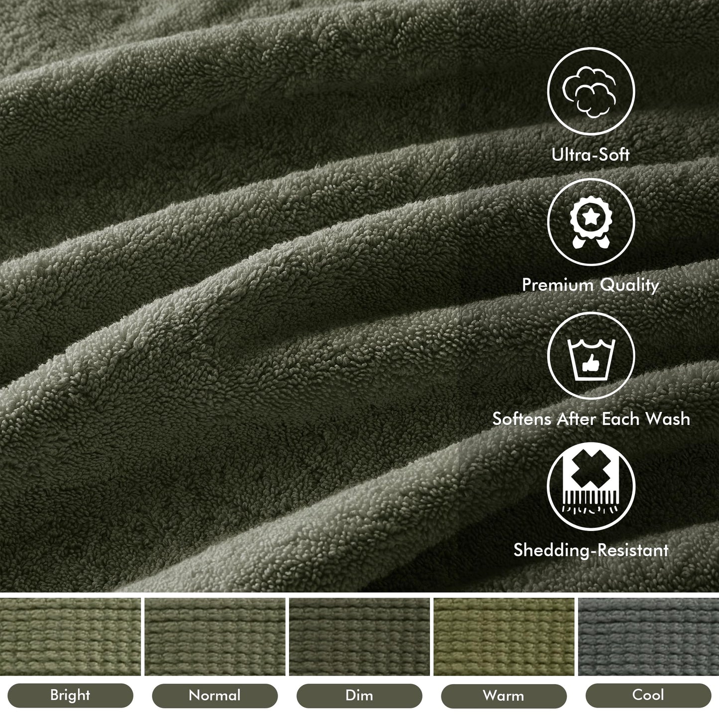 Madison Park 800GSM Bathroom Towel Set of 8 100% Cotton Bath Towel Set for Bathroom Luxurious Highly Absorbent 2 Bath Towels 2 Hand Towels 4 Washcloths Quick Dry Spa Quality Olive Green