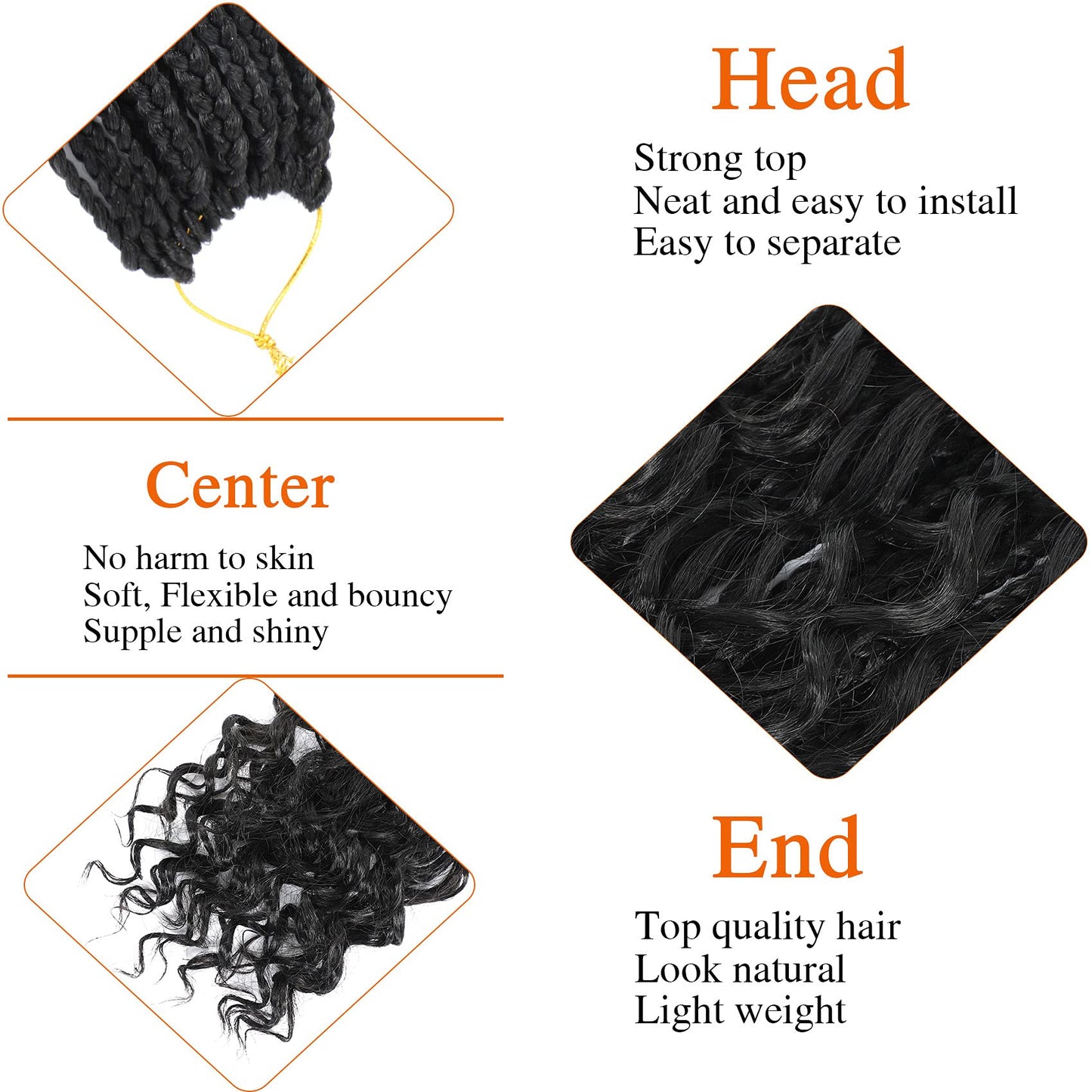 Ayana Goddess Box Braids Crochet Hair 18 Inch 3X Bohomian Crochet Braids Box Braids Crochet Box Braids Curly Ends Synthetic Crochet Braids Hair Extensions For Women (18 Inch-7Pack, 1B)