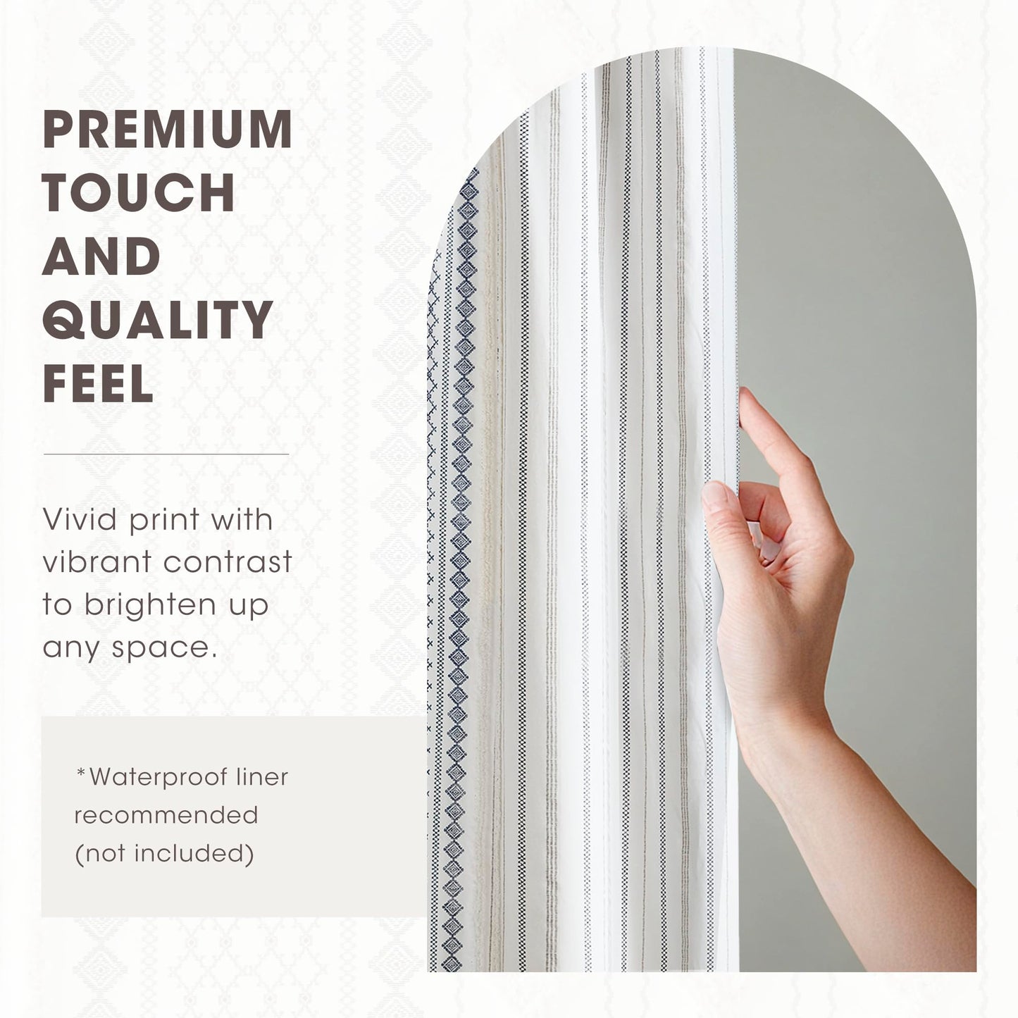 Ink+Ivy Tufted Chenille 100% Cotton Shower Curtains Machine Washable, Modern Home Bathroom Décor Bathtub Privacy Screen, 72" W x 72" L, White/Navy