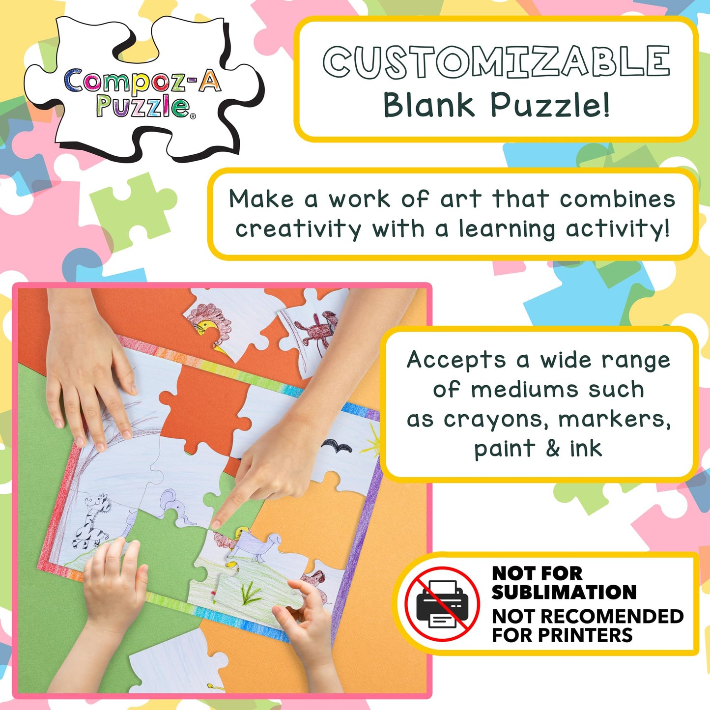 HYGLOSS 96223 28-Piece Rectangle Blank Jigsaw 24 Puzzles, 5.5-Inch by 8-Inch