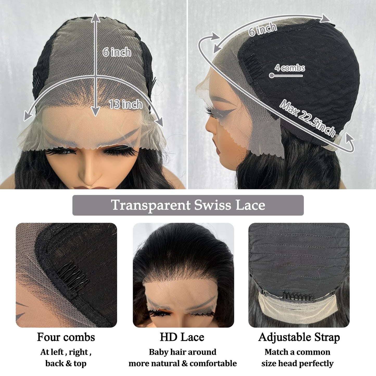 SOKU 13x6 Synthetic Lace Front Wigs,32 Inch Long Straight Wigs Pre Plucked,Free Part Natural Black Lace Frontal Wigs with Baby Hair for Women,Put On Go Glueless Wig Beginner Friendly
