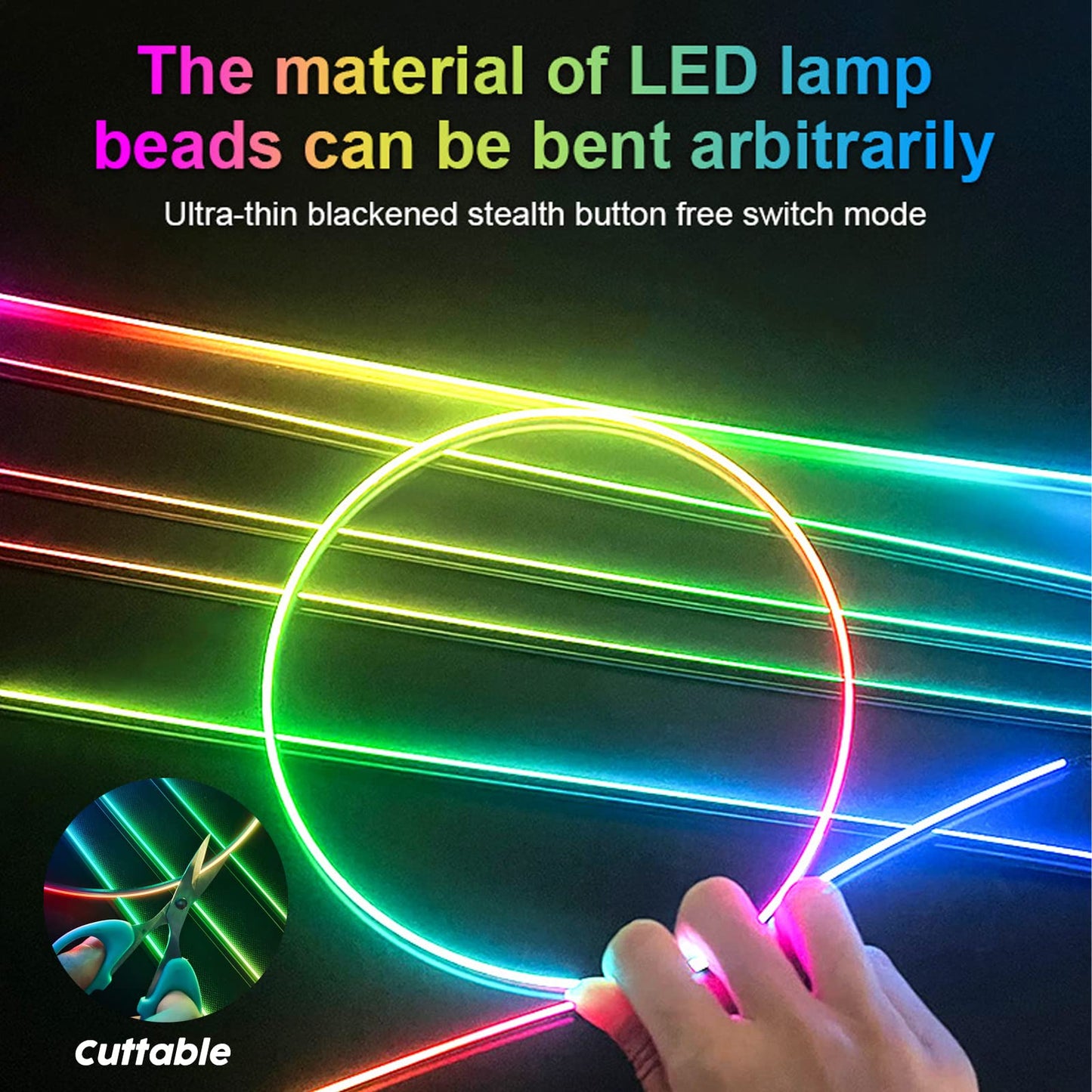 SAMGCHI Interior Car LED Lights, RGB Dream Color Acrylic LED Lights for Car, Ambient Lighting Kits with Wireless APP and RF Remote Control, Music Sync Dynamic Chasing (10 in 1)