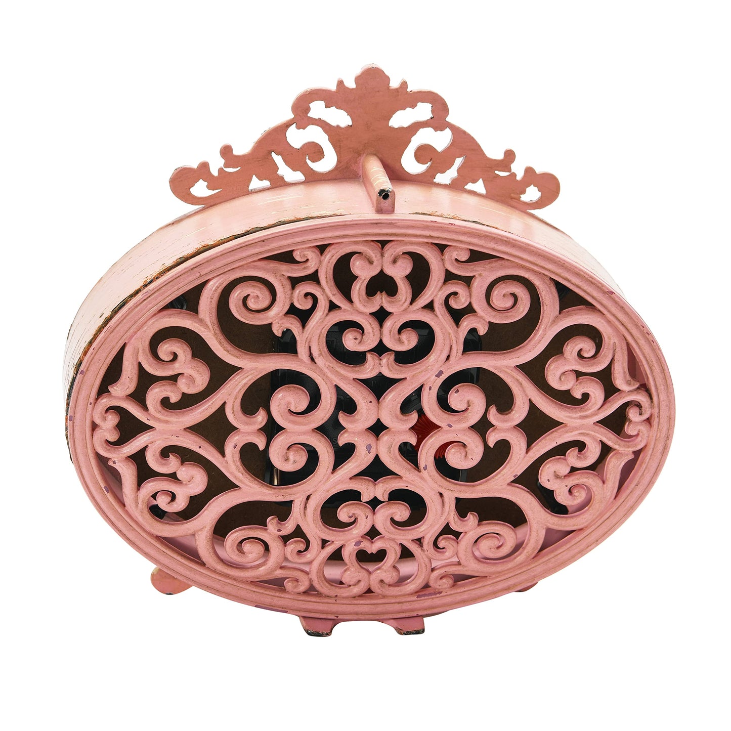Creative Co-Op Distressed Pewter Mantel Clock, Pink