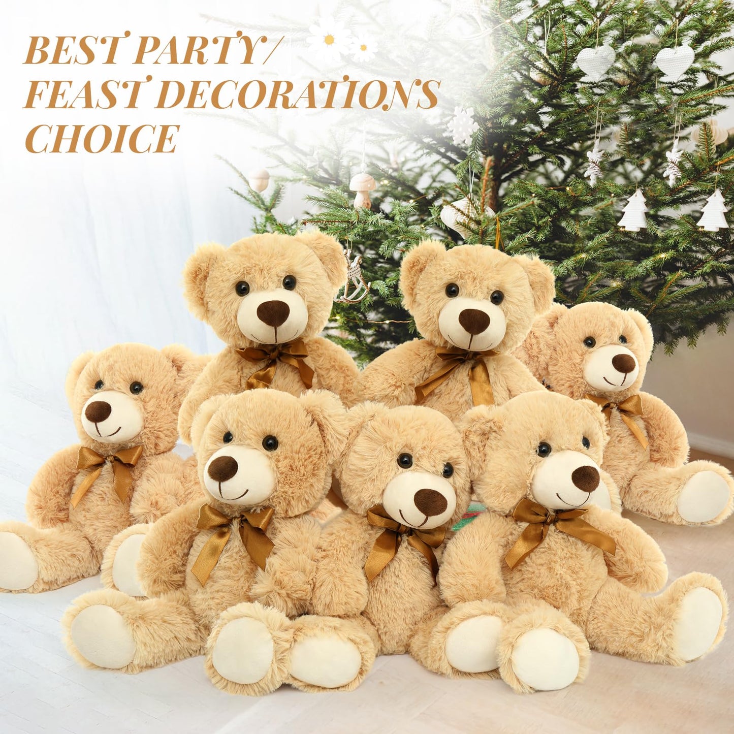 Tezituor Teddy Bears Stuffed Animals Bulk 10 Packs, 14 Inch Small Bears Plush for Baby Shower Cute Stuffed Bears Gift for Kids on Christmas, Birthday, Valentines, Light Brown