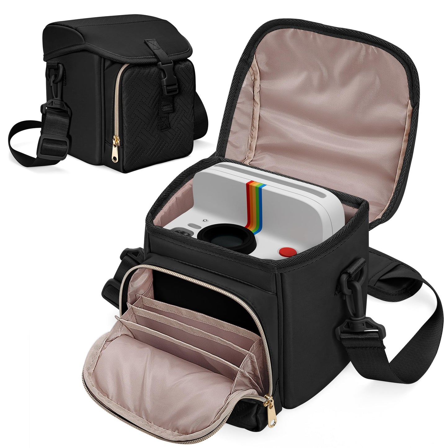 Prokva Camera Sling Bag Compatible with Polaroid Now 2nd Generation I-Type, Now+ 2nd Gen I-Type, Now, Now+, OneStep Instant Camera, Camera Crossbody Bag with Adjustable Strap, Black(Empty Bag)