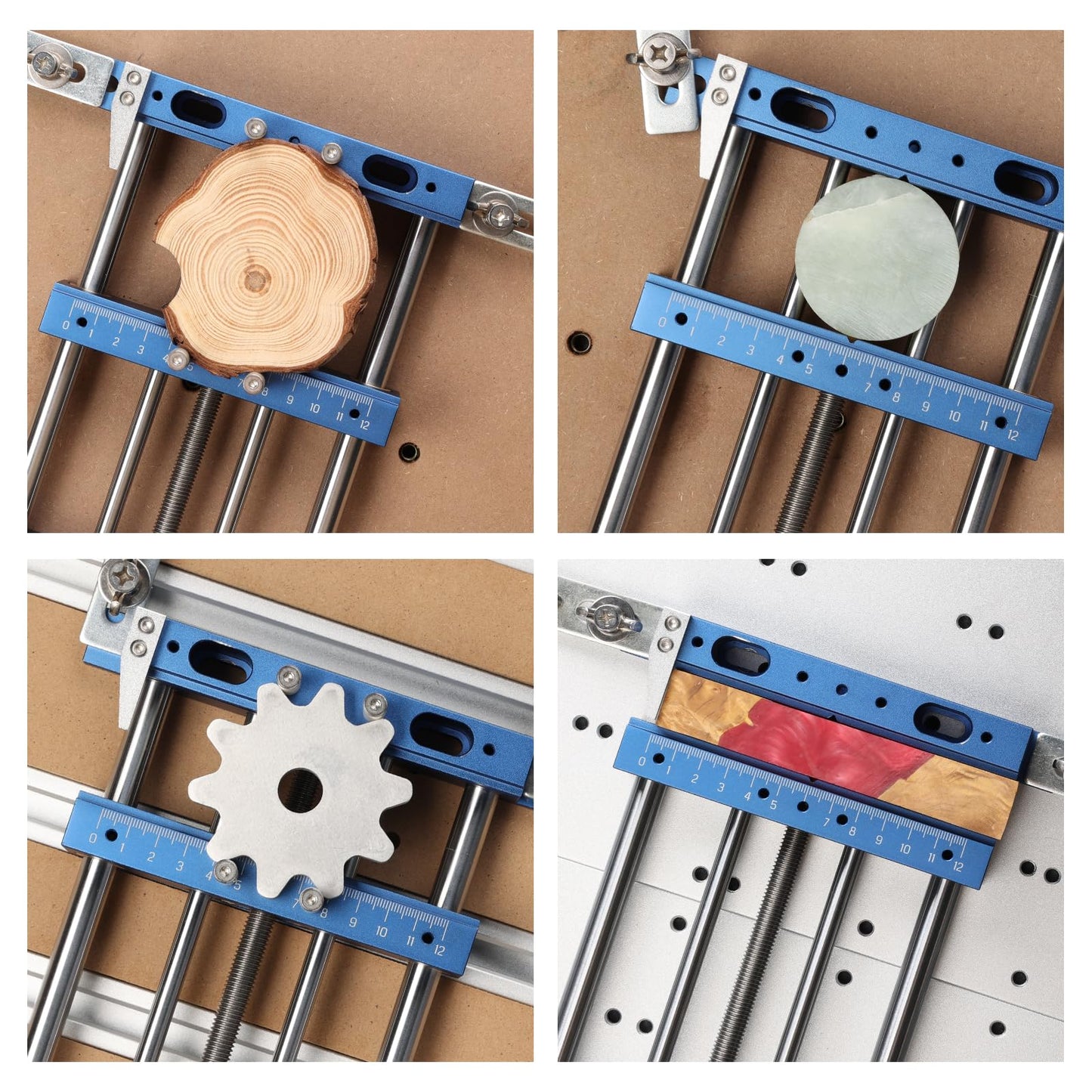 Genmitsu Upgrade Aluminum Bench Vise Clamp, High-Precision CNC Router Clamp for Unique Shaped Woodworking & Metalworking Milling Project, Size 9.4" x 6.6" x 1.6", Clamping Range 0-5.7"