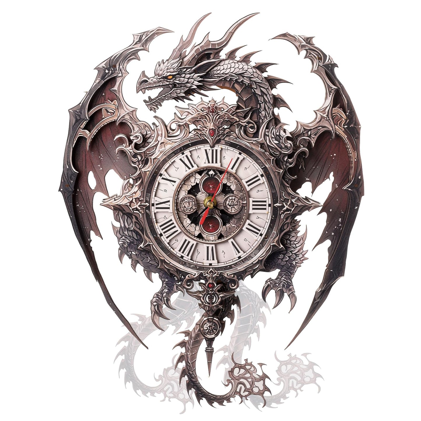 3D Puzzles for Adults Dragon Clock Crafts for AdultsWooden Puzzles Home Wall Decor Pendulum Clock withRoman Numerals Gift for DIY (Dragon of Dark Night)