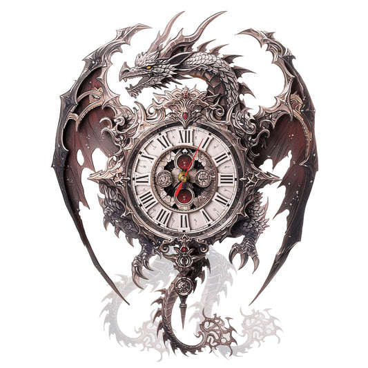 3D Puzzles for Adults Dragon Clock Crafts for AdultsWooden Puzzles Home Wall Decor Pendulum Clock withRoman Numerals Gift for DIY (Dragon of Dark Night)