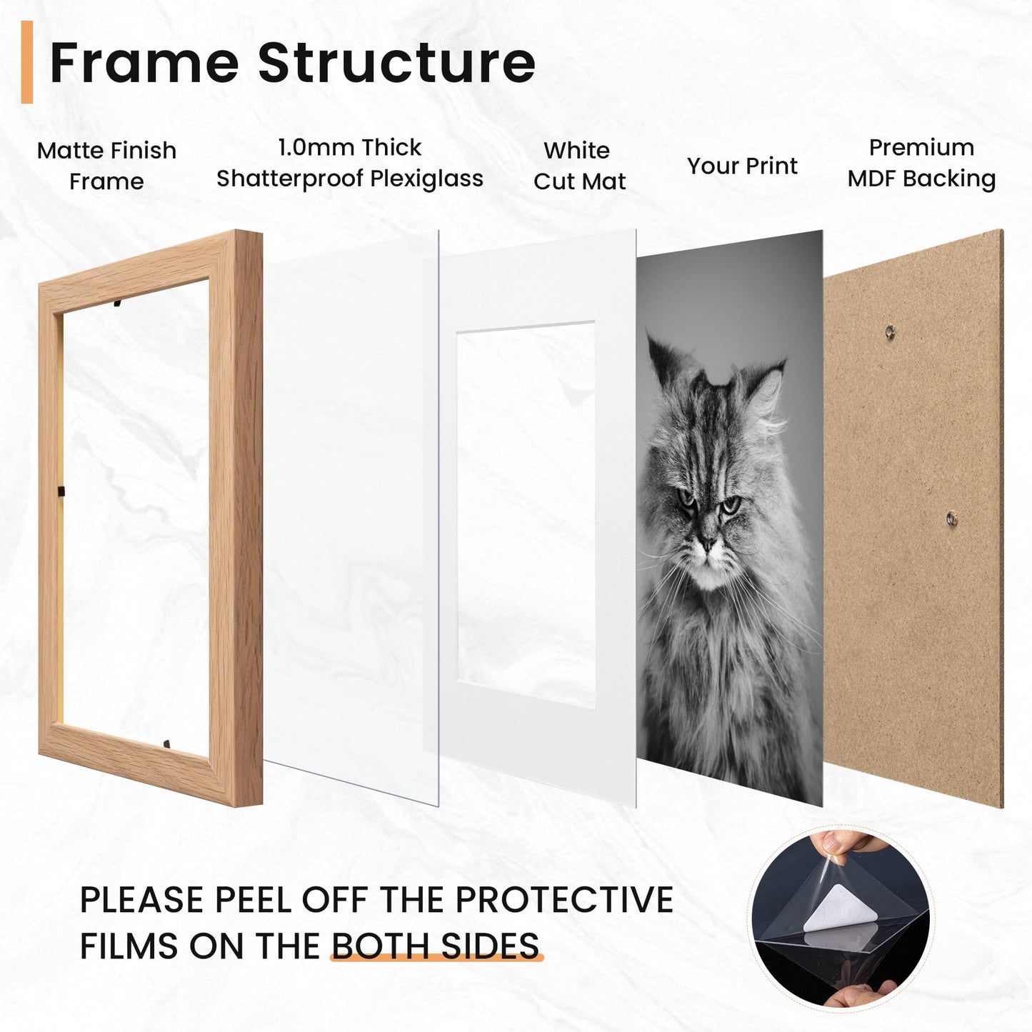 Venusmiles 15 Pack Picture Frames Collage Wall Decor, Gallery Frame Set for Wall Mounting or Tabletop Display, Multi Sizes Including 3pcs 8x10, 6pcs 5x7, 6pcs 4x6, Oak