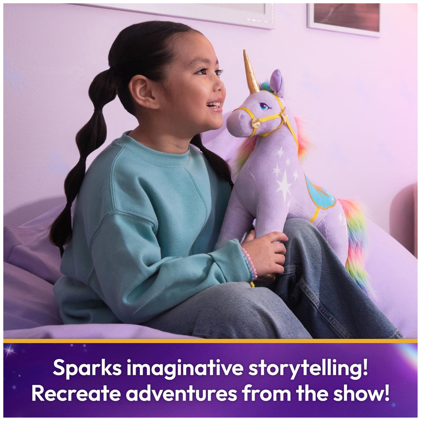 Unicorn Academy Official Wildstar Plush Toy, Unicorn Stuffed Animal, Unicorn Toys for Girls Ages 1 & Up, Purple, 15”