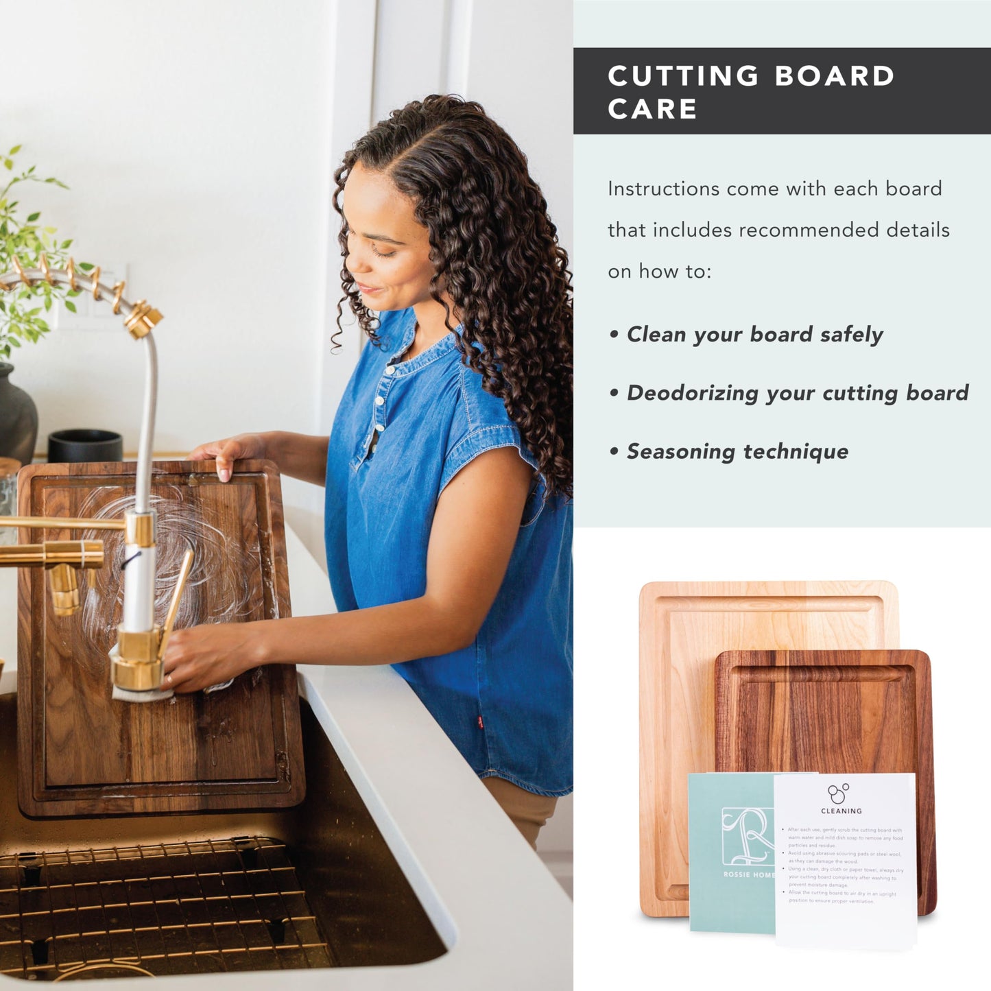 ROSSIE HOME Wood Cutting Board, Heavy-Duty, Pre-Oiled, Reversible Charcuterie Board with Juice Groove, Divided Wells, and Carrying Handles for Kitchen - Black Walnut - 17x13 Inch - Style No. 60534
