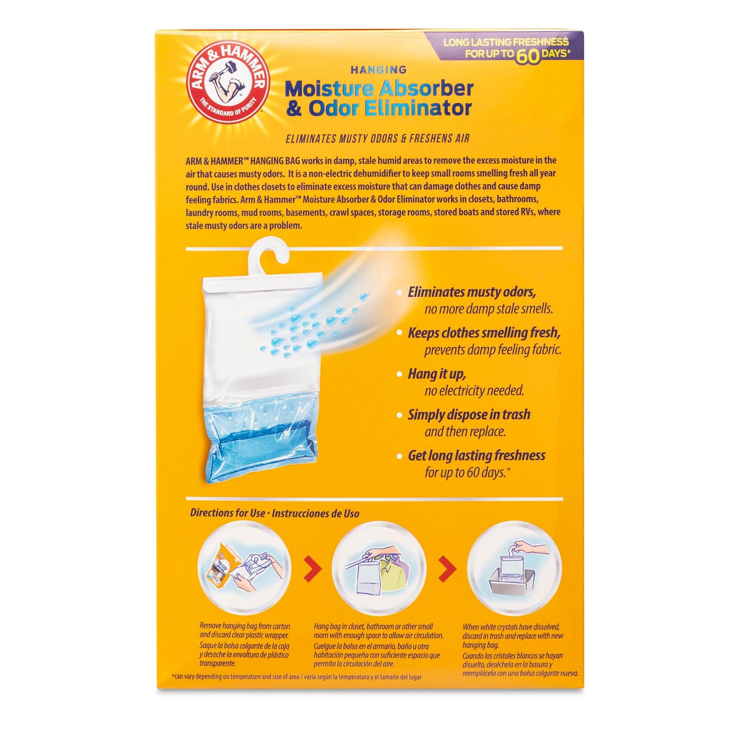 Arm & Hammer Moisture Absorber & Odor Eliminator – Fragrance Free Hanging Moisture Absorber Bag for Fresher Air, Humidity Absorber Bags for Closets & Laundry Room, 2 Pack – Packed by ILIOS