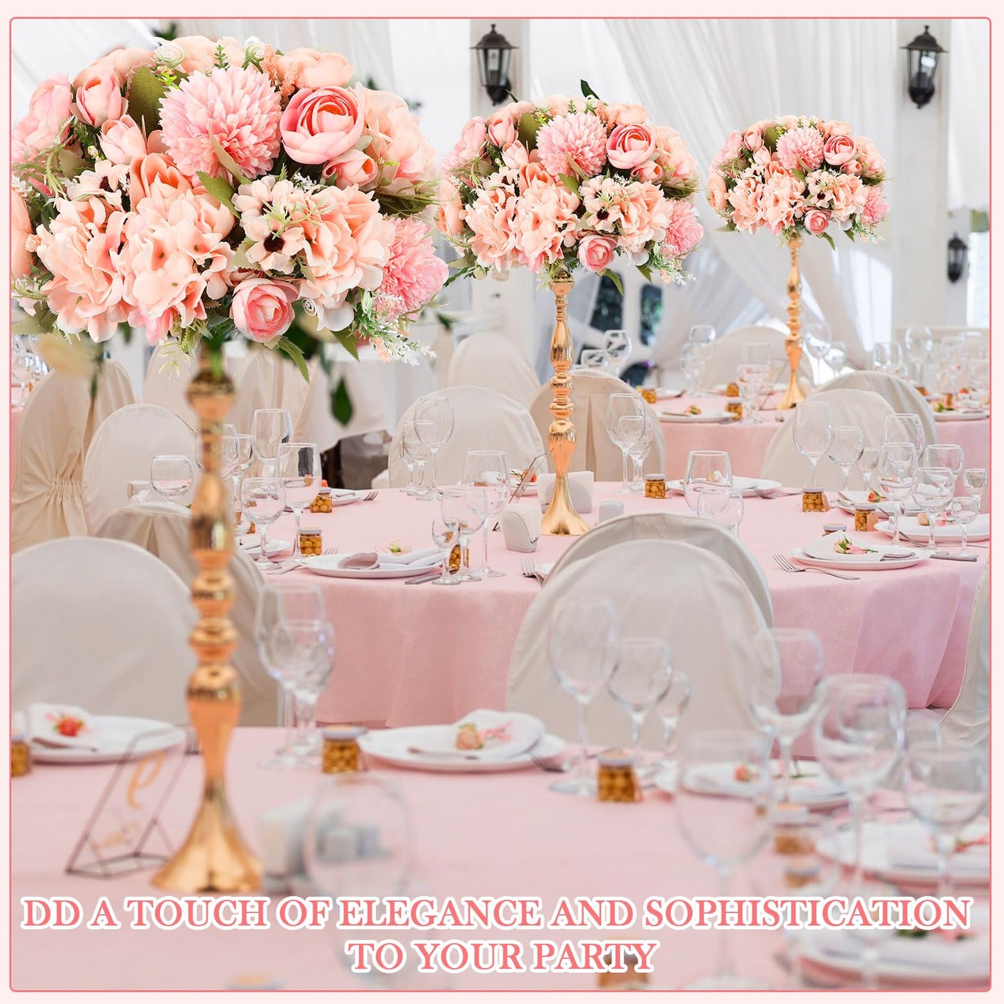 Tigeen Peonies Artificial Flowers Faux Roses Silk Flowers Hydrangea Artificial Bouquet for Wedding Table Centerpiece Floral Vase Home Office Bridal Decor(Pink,12 Bundles)