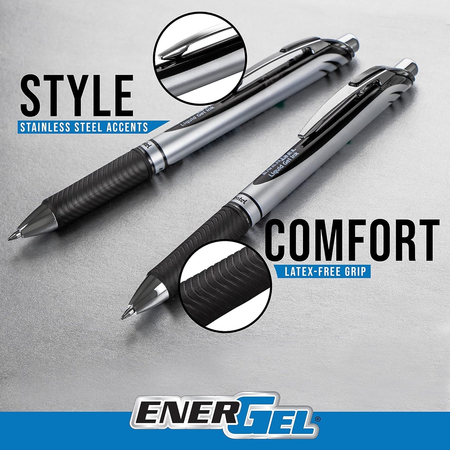 Pentel Energel Liquid Gel Ink Pens 0.7 mm Medium Point, RTX Retractable Metal Tip, Pack of 24