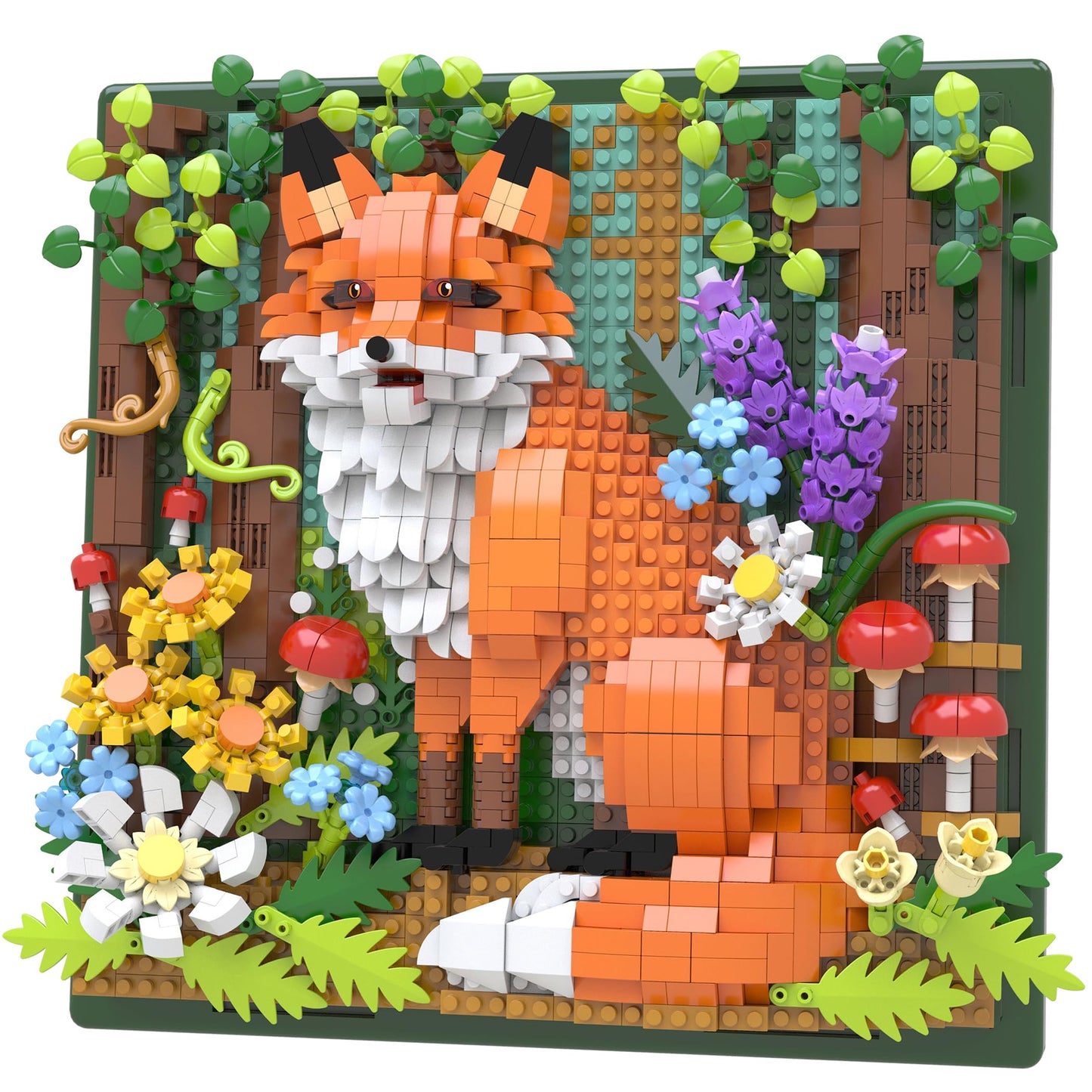 Loyratche Fox Animal 3D Wall Art Micro Mini Building Blocks Set for Adults, Micro Brick Forest Building Set Home Wall Decor or Desk Display