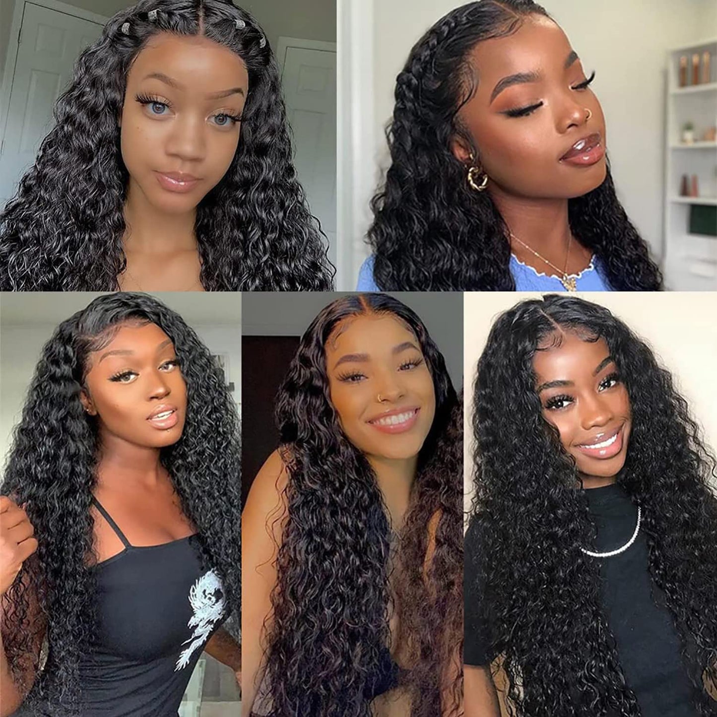 180 Density 13x6 HD Transparent Lace Front Wigs Human Hair Water Wave Lace Front Wigs for Women Curly Lace Front Wig Wet and Wavy Human Hair Wig Pre Plucked with Baby Hair Natural Color (20 Inch)
