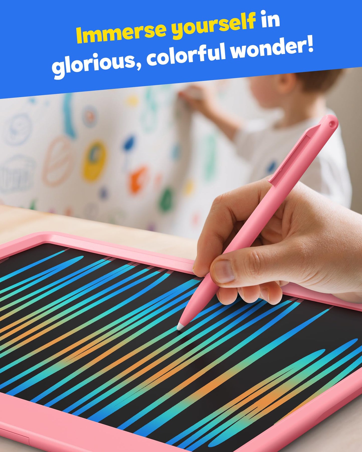 TEKFUN LCD Writing Tablet for Kids Girls Toys, 12 Inch Erasable Drawing Tablet Doodle Board Colorful Doodle Pad, Back to School Supplies Gifts for Toddlers Girls Adults