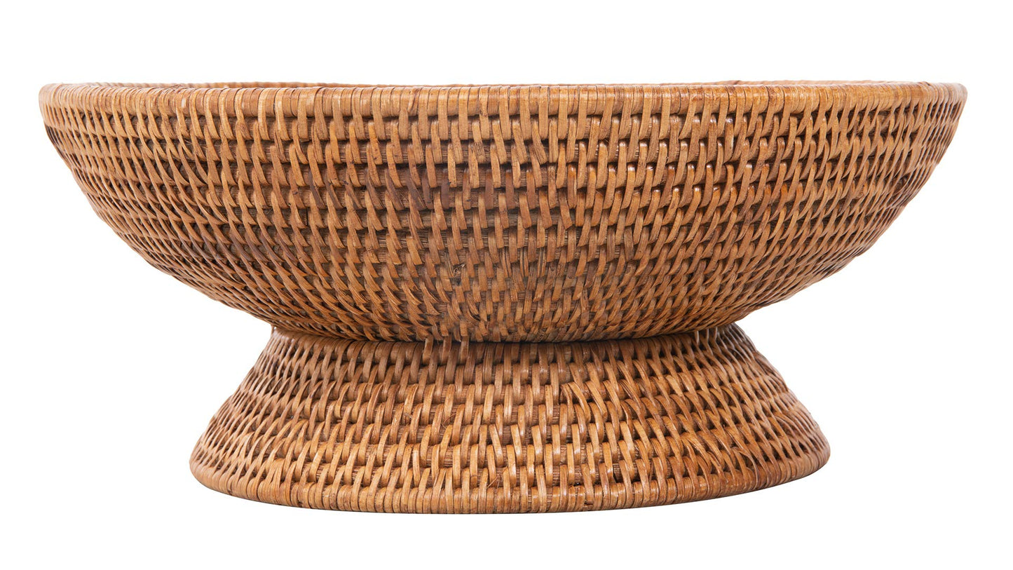 KOUBOO La Jolla Rattan Fruit Bowl, Woven Bowl for Kitchen Counter - Wicker Storage Basket | Decorative Serving Tray, Fruits, Home Décor, Honey-Brown, Large