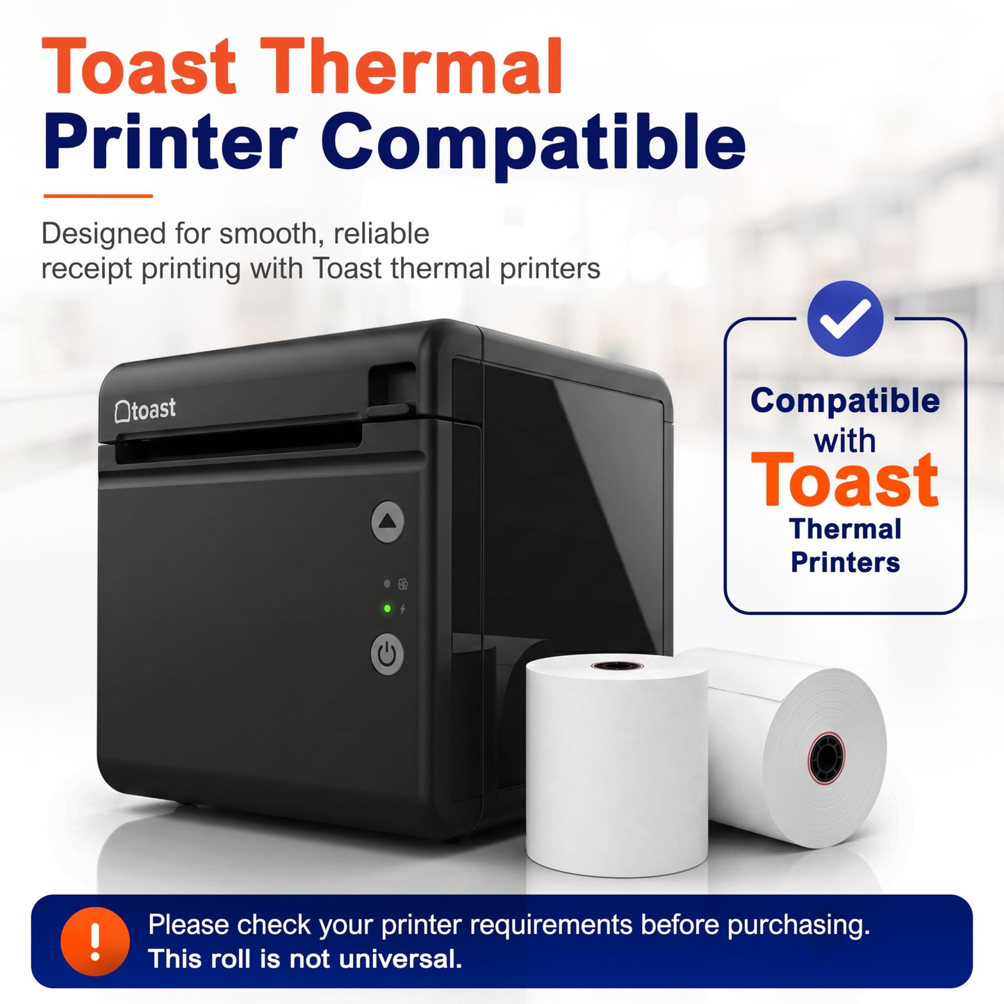 Vonlyst Thermal Printer Paper Roll for Toast TP200 Receipt Printer Point of Sale (12 rolls)