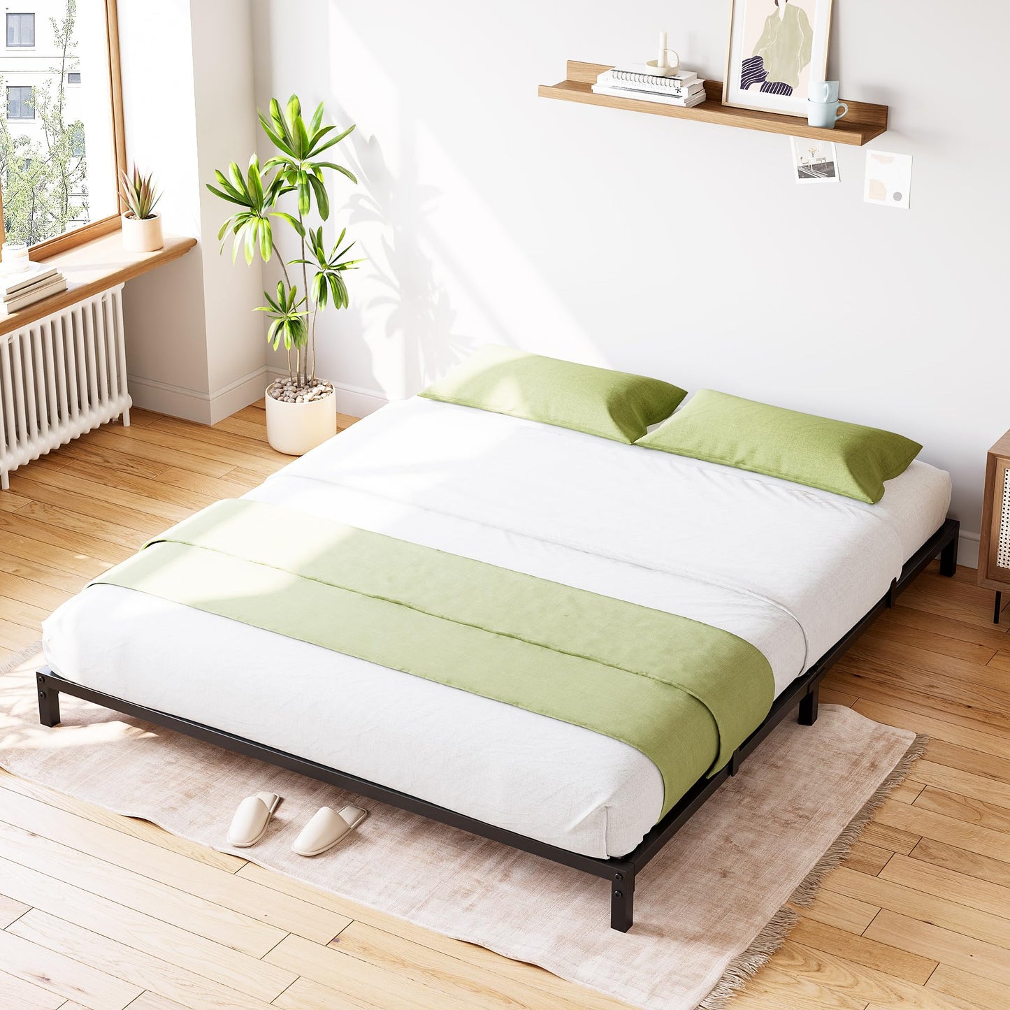 IDEALHOUSE 8 Inch Full Bed Frame No Box Spring Needed, Heavy Duty Metal Platform Bed Frame Full Size for Bedroom Easy Assembly, Noise Free, Black, Full