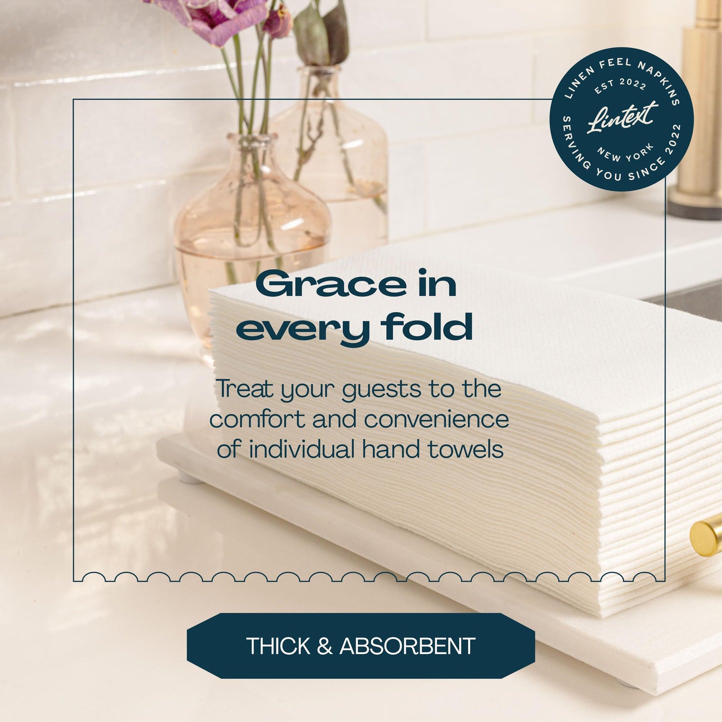 200-Pack Lintext Disposable Linen-Feel Guest Towels - 12" x 17" Cloth-Like Hand Towels - Made In USA, Soft And Absorbent Paper Napkin For Bathroom, Kitchen, Or Event