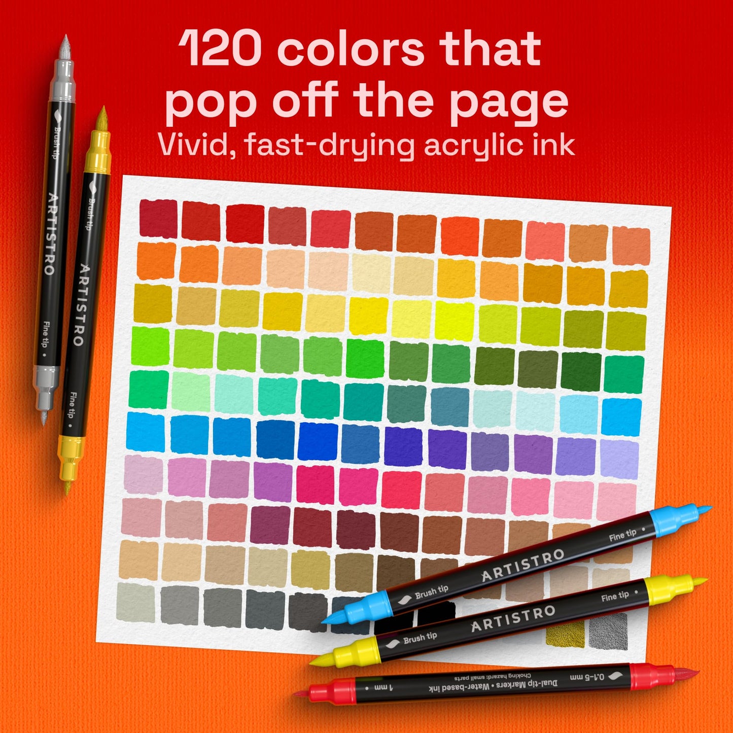 ARTISTRO 120 Acrylic Paint Markers - Paint Pens for Drawing - For Fabric, Rock, Glass, Wood, Molds - Arts & Crafts Gift for Adults, Teens, Kids, Classroom Must Haves & School Supplies