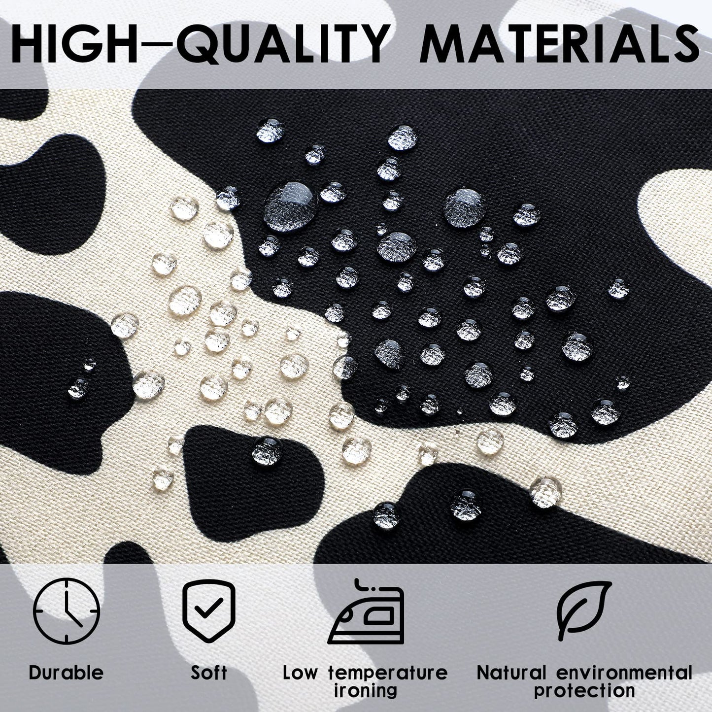 Kingdder 8 Pcs Linen Cow Print Table Runner Farm Black and White Cowhide Tablecloth Cow Print Table Cloths for Parties Kitchen Western Barnyard Cowboy Birthday Home Decorations (13 x 108 in)