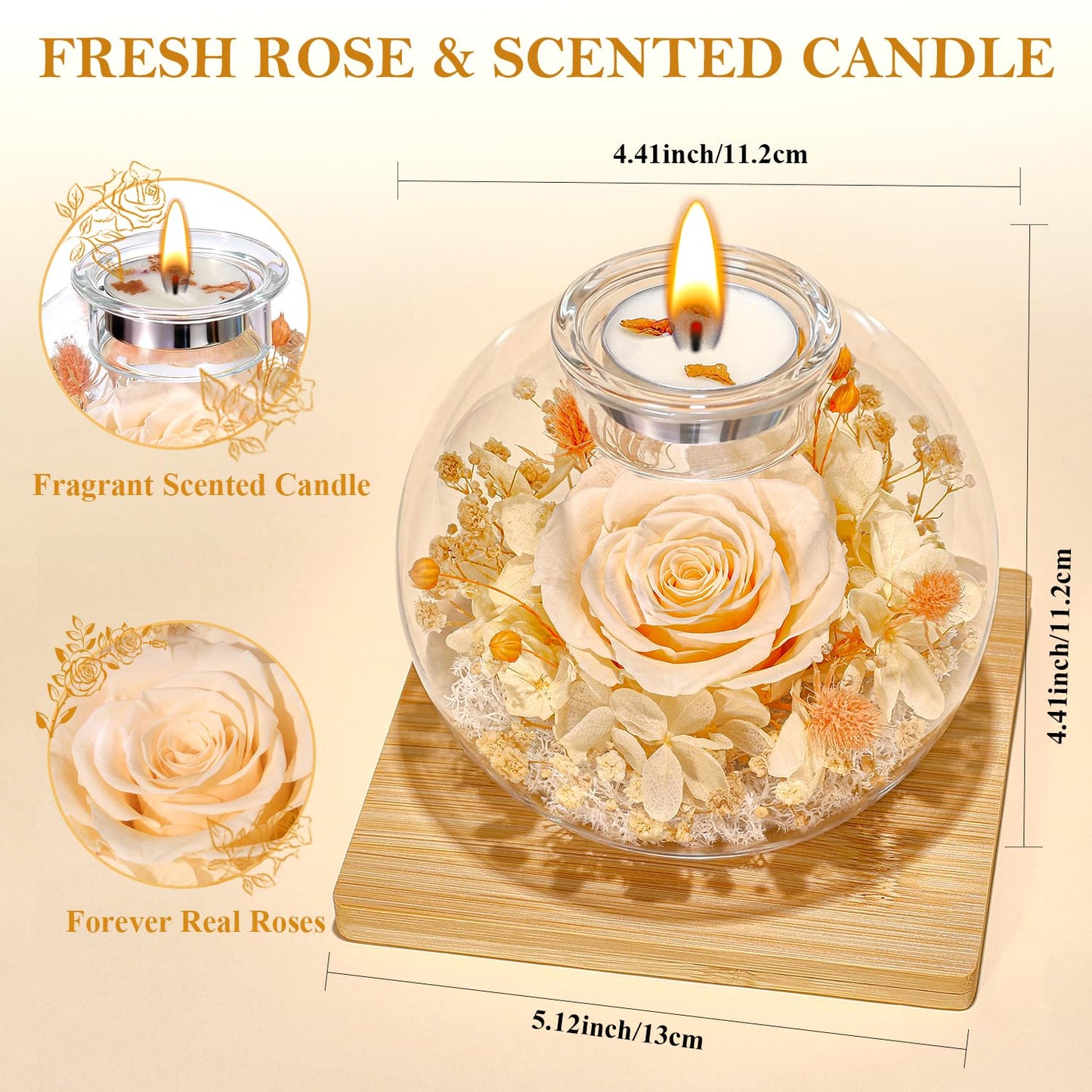 DEEMEI Gifts for Mom Birthday Gifts for Women Preserved Large Rose Flowers for Delivery Preserved Flowers Forever Eternal Rose in Glass Dome with Two Scented for Grandma Wife Daughter Sister Friends