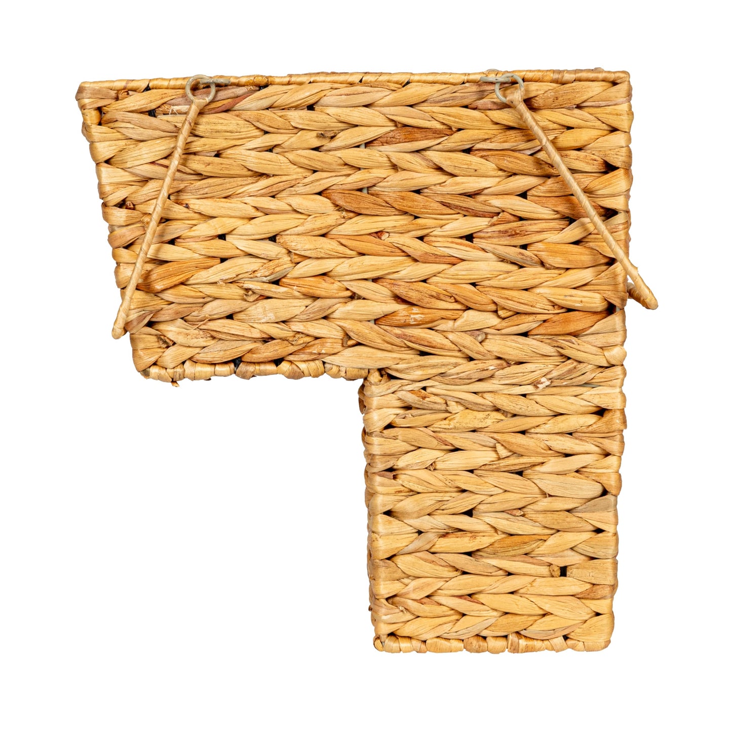 Household Essentials Wicker Stair Basket with Handles, Handwoven Water Hyacinth, Sits on Two Stairs, Lightweight, Natural
