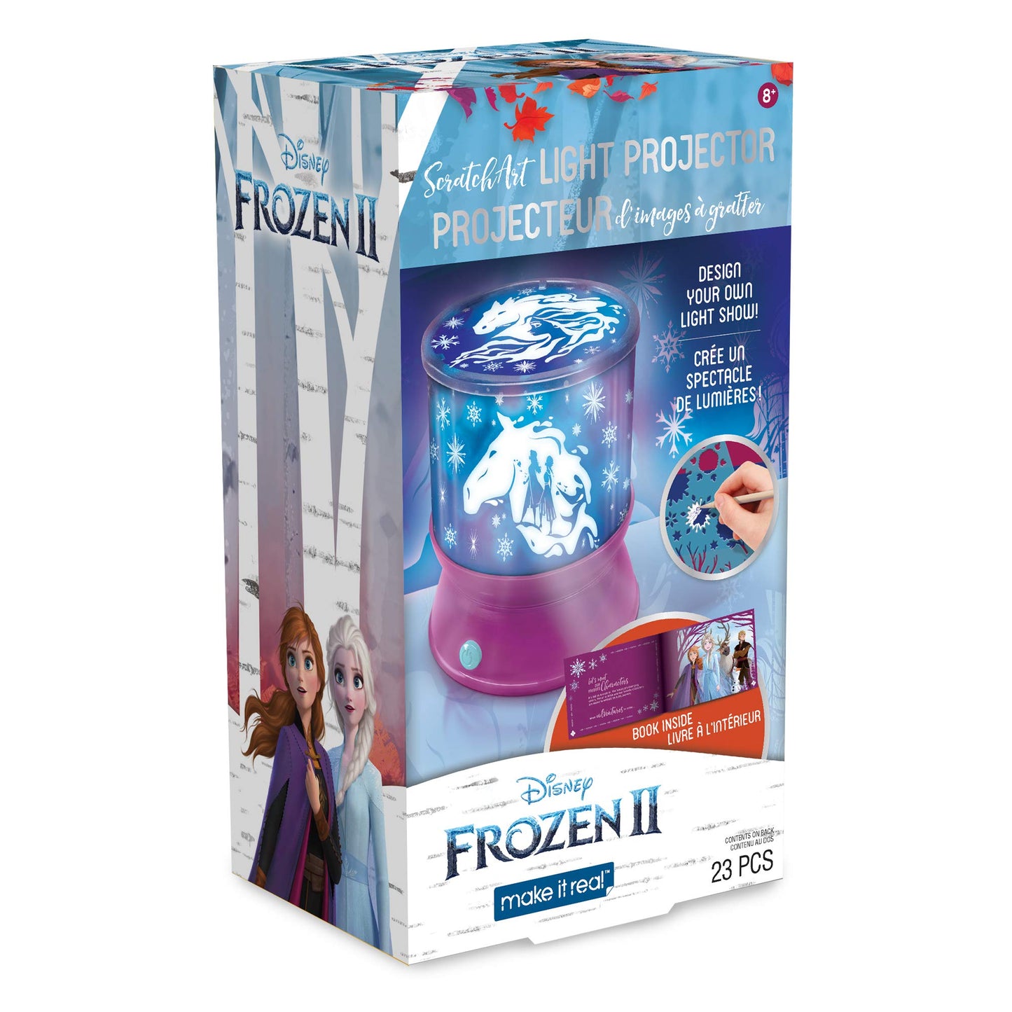 Make It Real Disney Frozen 2 Starlight Projector for Girls - DIY Ceiling Projector Kit with Stencils & Scratch-Art Film, Illuminates Bedrooms with Frozen 2 Scenes - Creative Gift for Ages 8