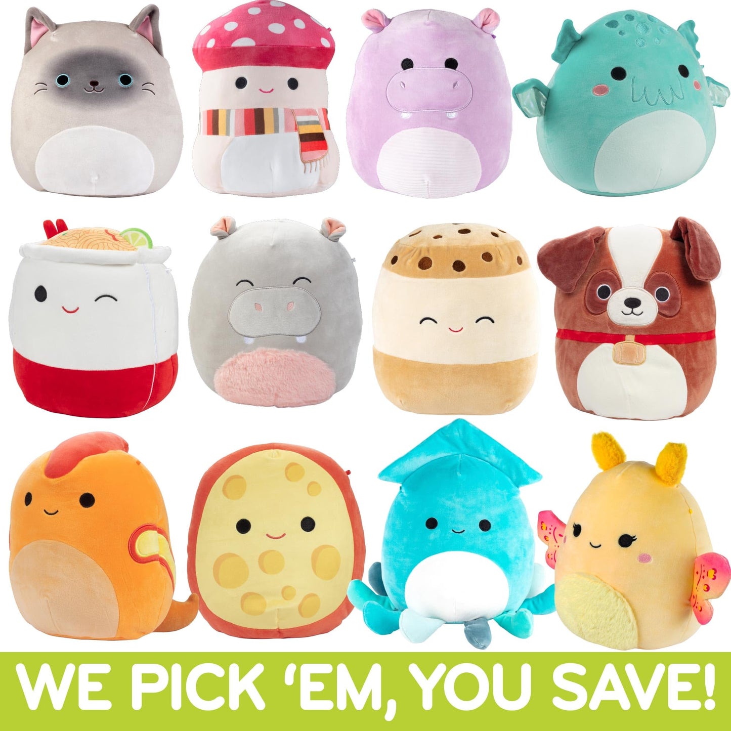 Squishmallows Mystery 10-Inch 5-Squish Value Pack - Get Five Large Official Jazwares Plush for Less - Collectible Soft & Squishy Stuffed Animal Toy - Gift Set for Kids, Girls & Boys
