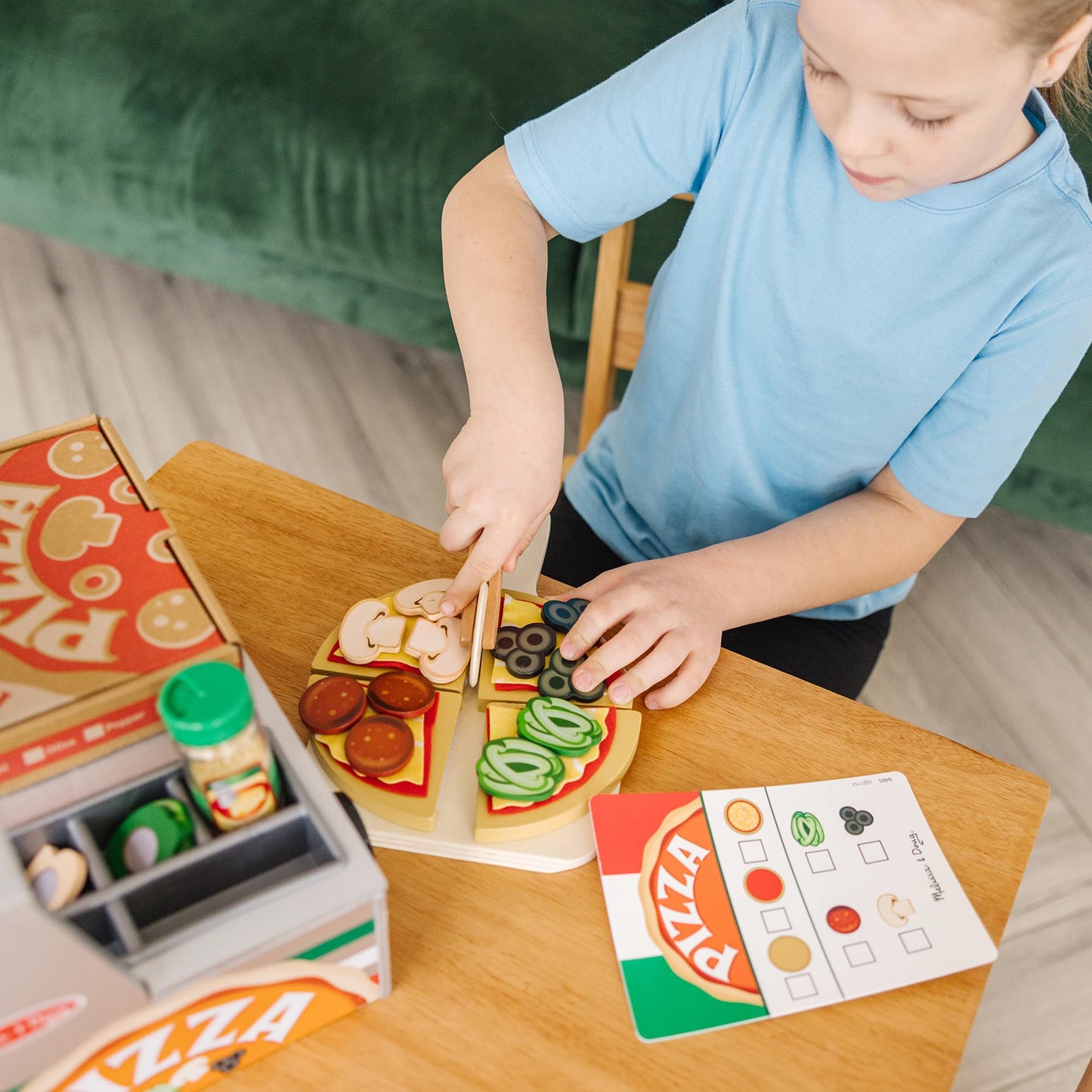 Melissa & Doug Top & Bake Wooden Pizza Counter Play Set with Play Food (41 Pcs) Preschool Toy - FSC CertifiedPizza, Wooden Food Set, Pretend Sets for Kids Ages 3+