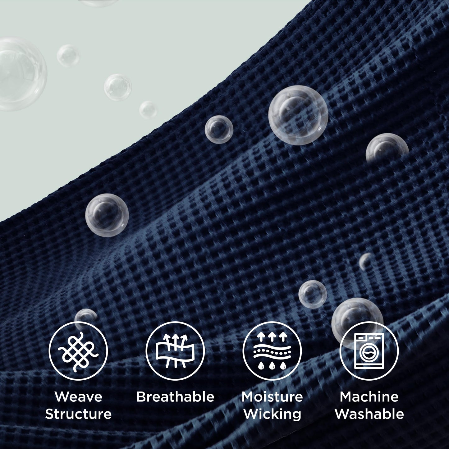 Bedsure 100% Cotton Blanket Queen Size for Spring Summer, Waffle Weave Thin Lightweight Breathable Blanket for Bed, Cotton Bedding Room Decor Gifts for Women, Men, Navy Blue, 90" x 90"