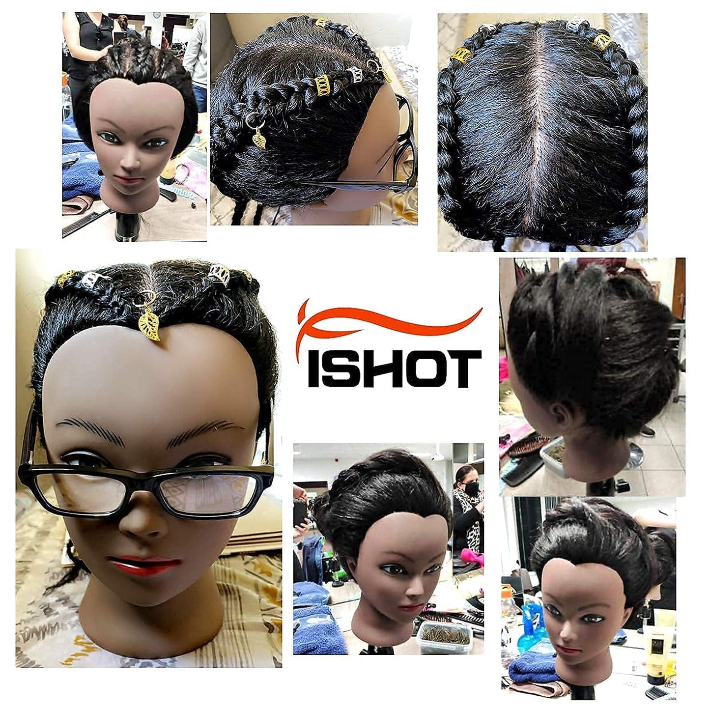 ISHOT Mannequin Head With Hair And Stand Tripod,Wig Stand Tripod With Mannequin Head,Hairdresser Training Head,Doll Head Beauty School Hair Practice Head Manikin Cosmetology