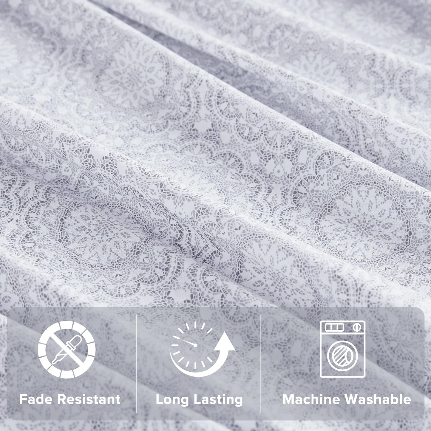Comfort Spaces 100% Cotton Sheets King, Breathable, Naturally Cool Cotton Sheets, Soft Cotton Bed Sheets with 14" Elastic Pocket Fits up to 16" Mattress, All Seasons Sheet Set, Adelia Gray 4 Piece