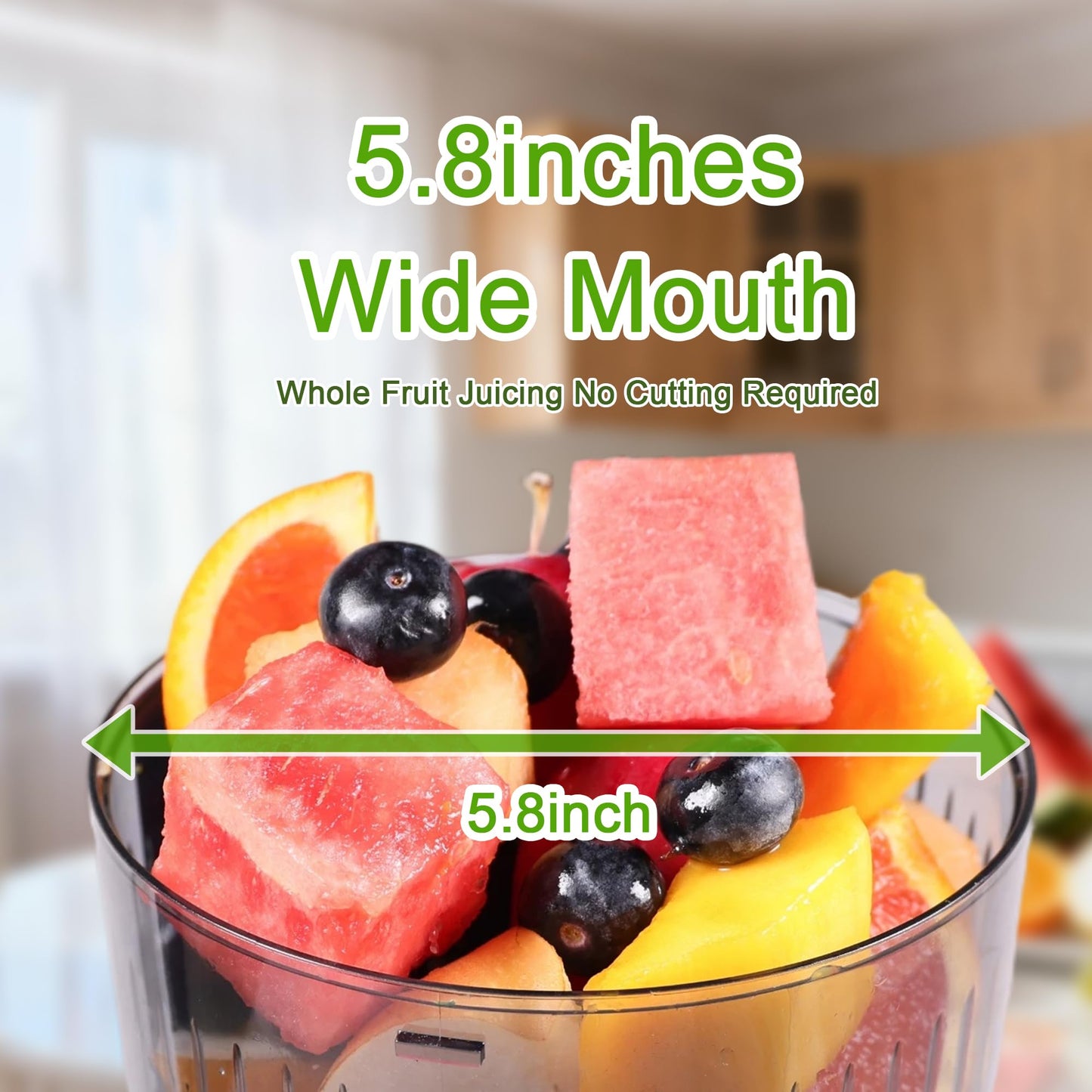 Cold Press Juicer Machines - 5.8" Wide Feed Chute, Easy To Clean, Slow Masticating Juicer Machines for Vegetable and Fruit, 300w Compact Juicers High Juice Yield