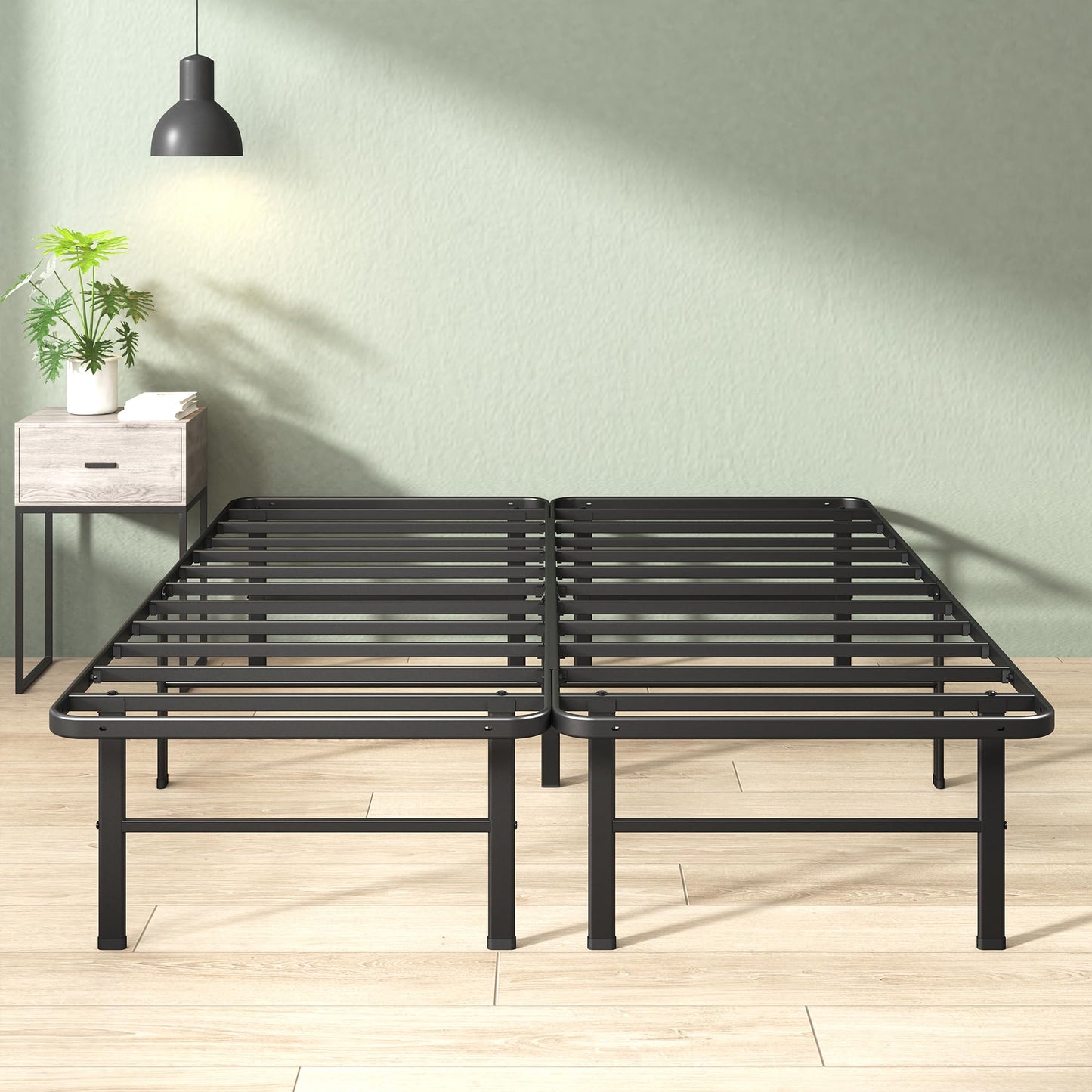 ZINUS Rumi 14in Full Metal Bed Frame, Quick Assembly SmartBase® Mattress Foundation, Heavy Duty Sturdy Steel with No Box Spring Needed, Eco-Friendly Packaging, Black