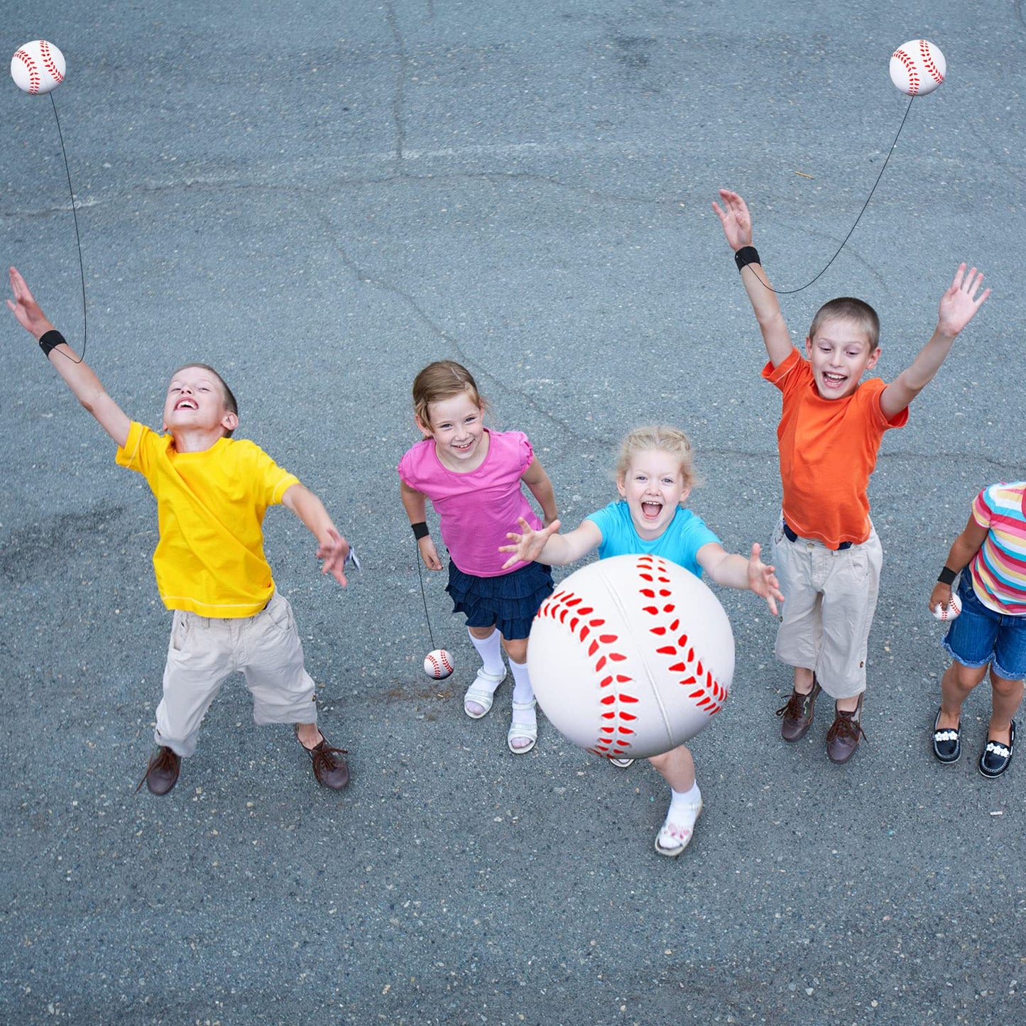 12 Pcs 2.36 Inch Sports Wrist Balls Baseball Ball Wristband Toys Rebound Ball Rubber Baseball Wrist Return Ball on a String for Wrist Exercise Nice Gift Party Favor Toy