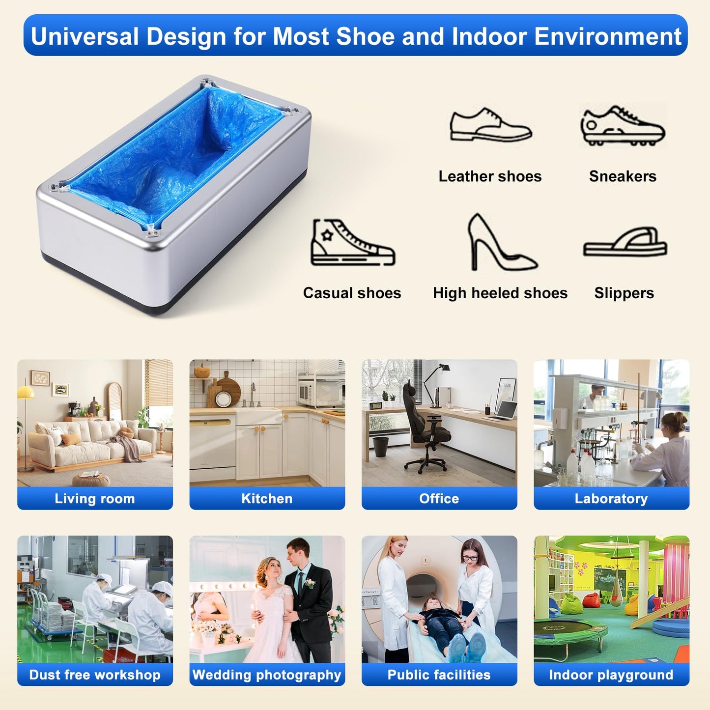 Shoe Covers Dispenser with 200pcs Shoe Cover Disposable Non Slip, User-Friendly and Reliable Shoe Cover Machine, Fits Size Up to 11 US Men, Widely Applicable in Indoor(Silver)
