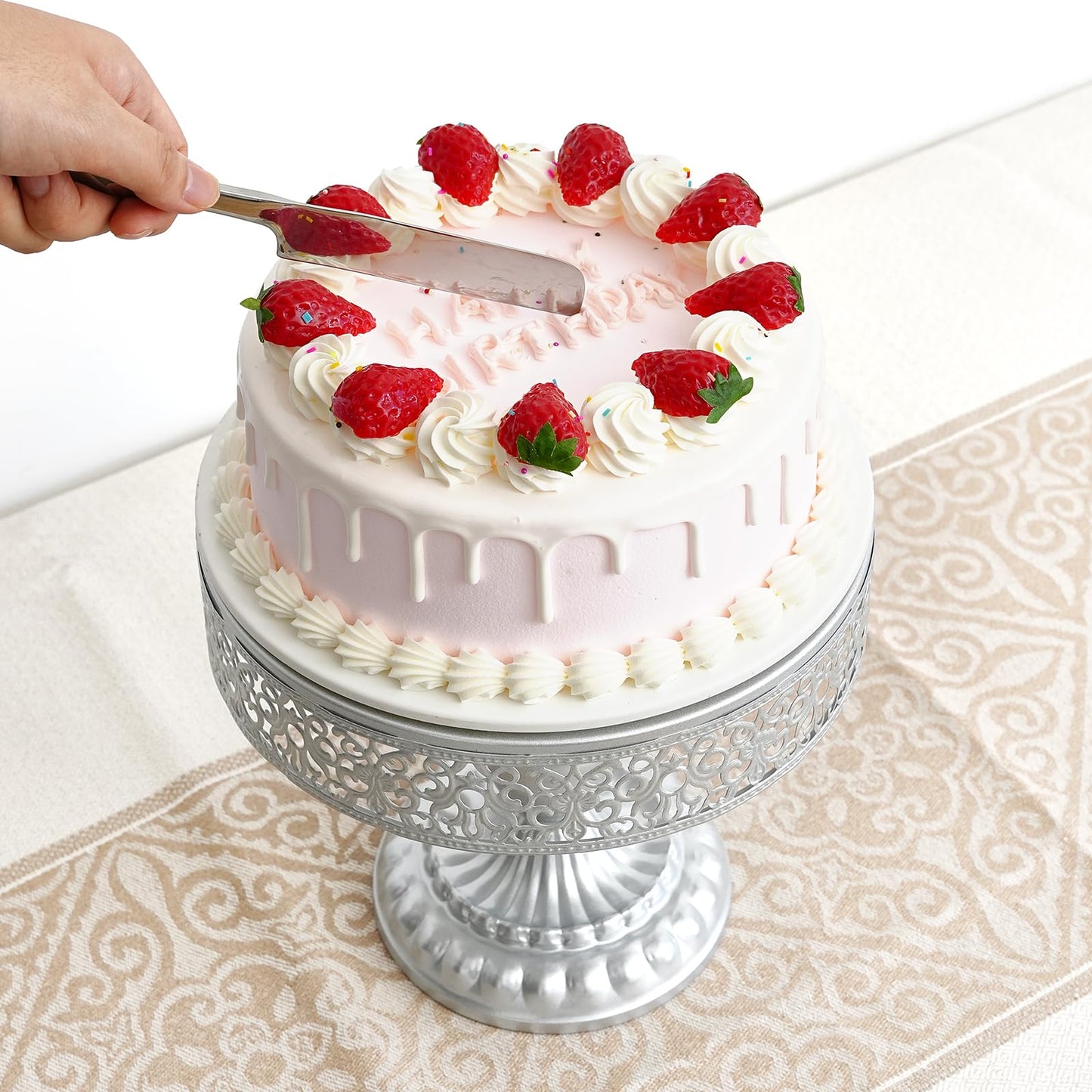 Aofure 11 Pcs Silver Metal Cake Stand Set, Dessert Table Display Set for Party, Cupcake Stand and Candy Table Display Sets for Wedding, Birthday Celebration