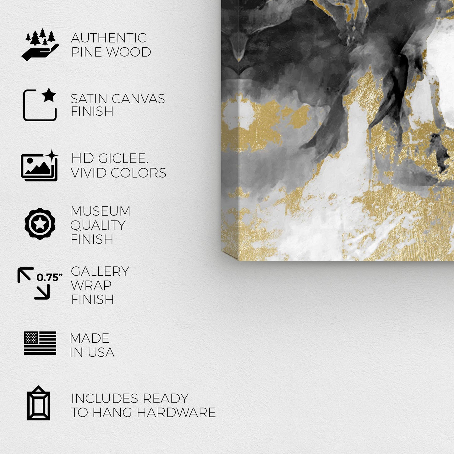 Wynwood Studio Abstract Wall Art Canvas Prints 'Explosive Shade White and Gold' Home Décor, 30 in x 30