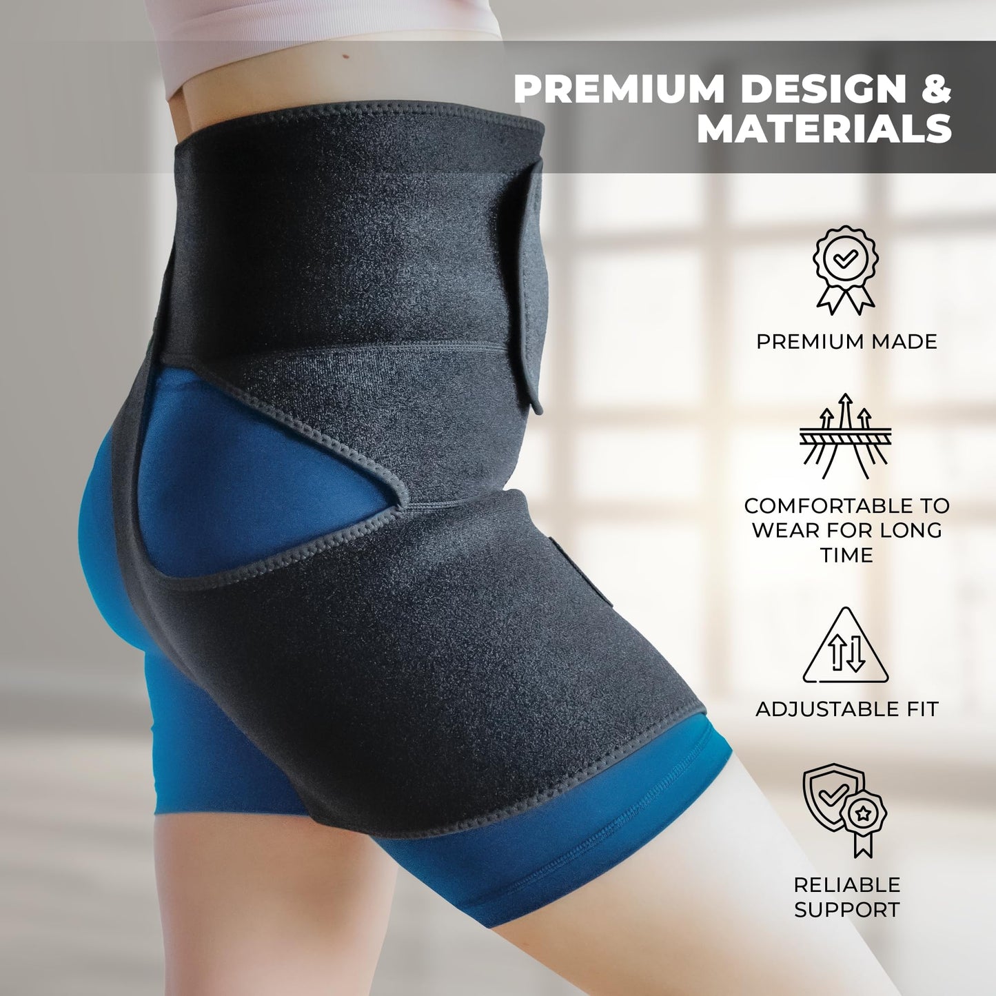 Astorn Ortho Wrap Hip Brace Right Leg - Adjustable Compression Support for Sciatica, Groin, Thigh, Hamstring, Arthritis & Injuries - Sciatic Nerve Relief for Men & Women - Large