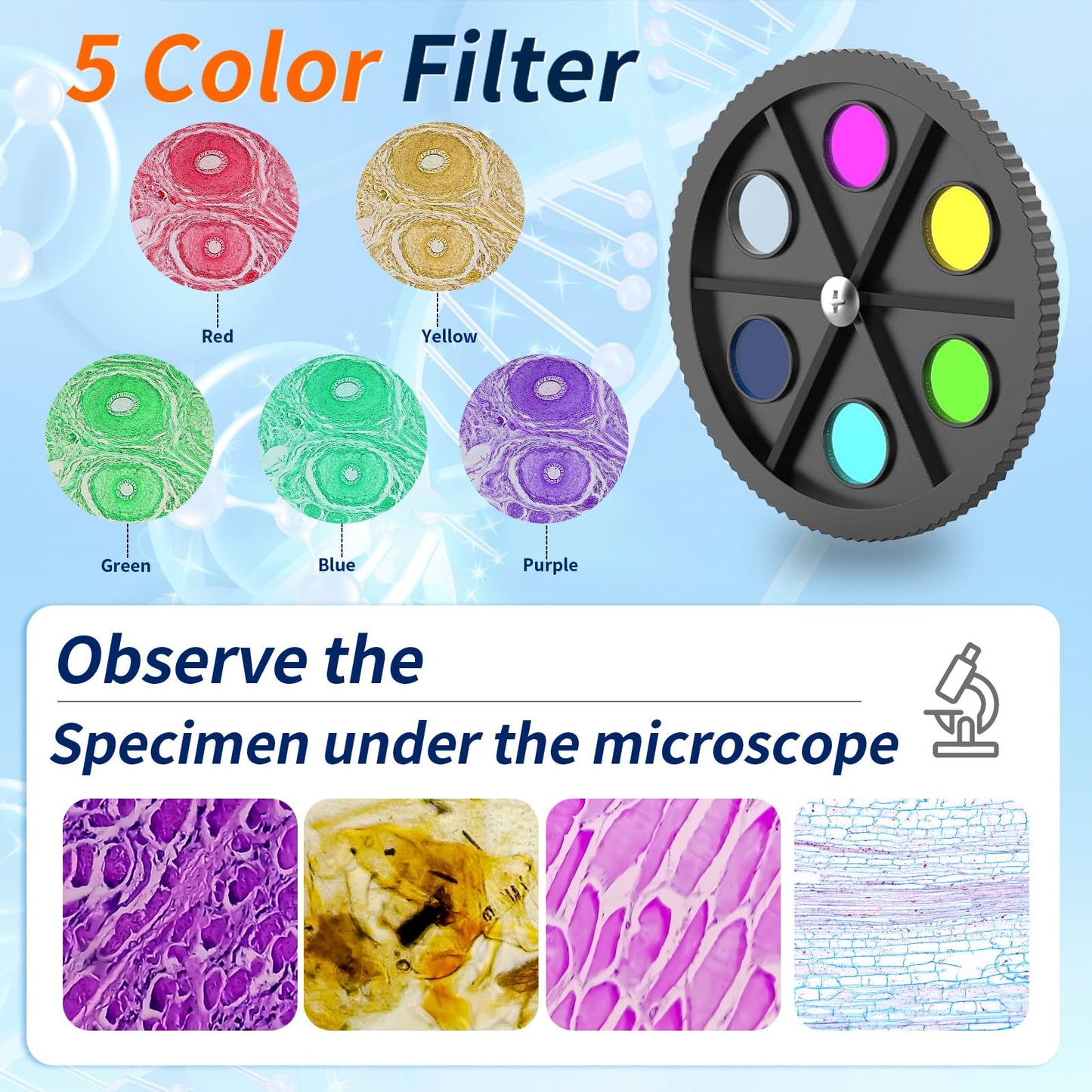 Microscope for Kids & Adults, 40X-2500X High-Power Compound Microscope for Students, School Lab & Home Schooling,Features Prepared Slides & Phone Holder