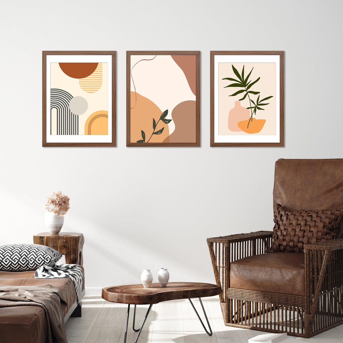 YESKAY 18x24 Picture Frame Brown Set of 3, Display Pictures 16x20 with Mat or 18 x 24 Without Mat, Poster Frames 18x24 for Wall Hanging Horizontal and Vertical